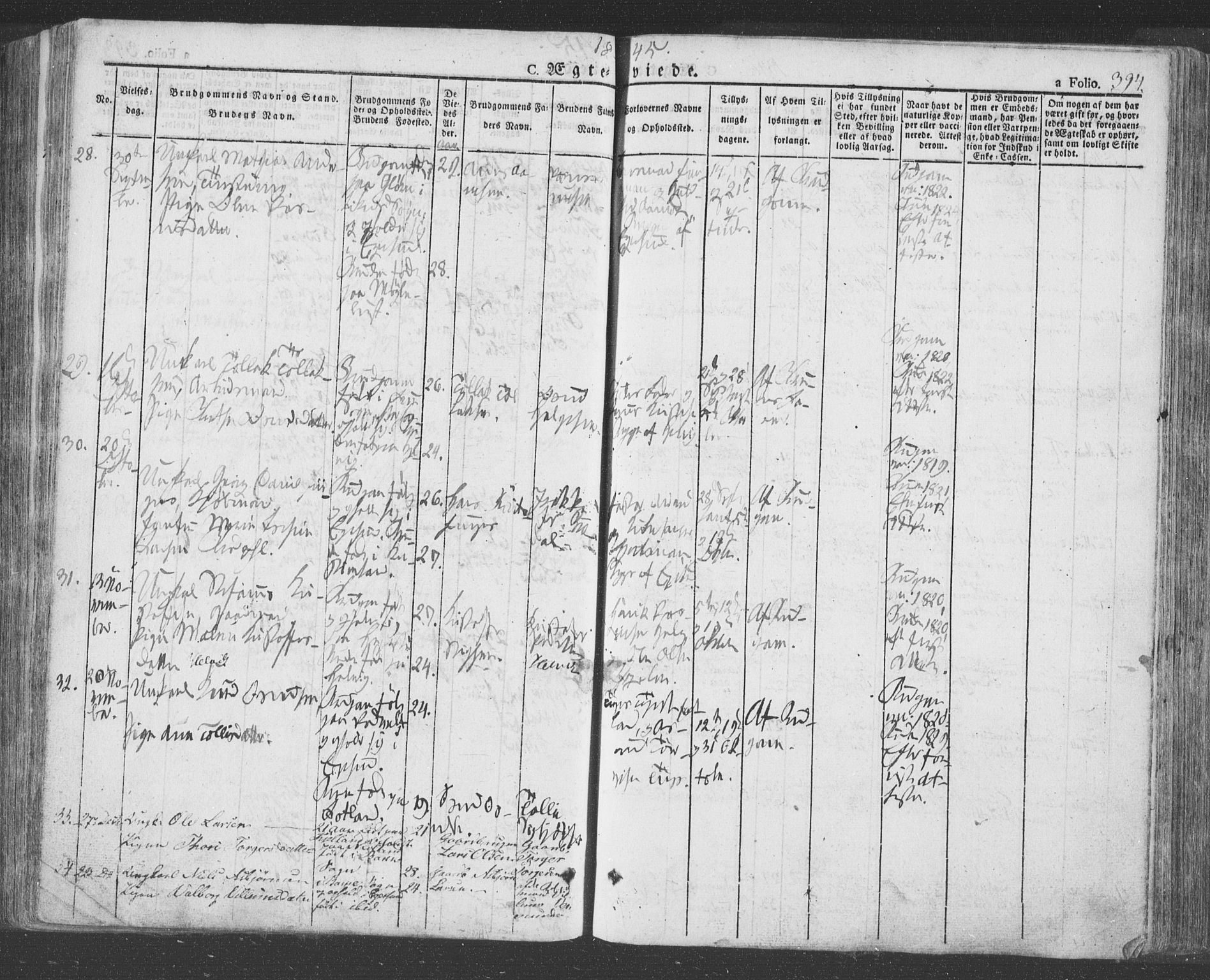 Eigersund sokneprestkontor, SAST/A-101807/S08/L0009: Parish register (official) no. A 9, 1827-1850, p. 394