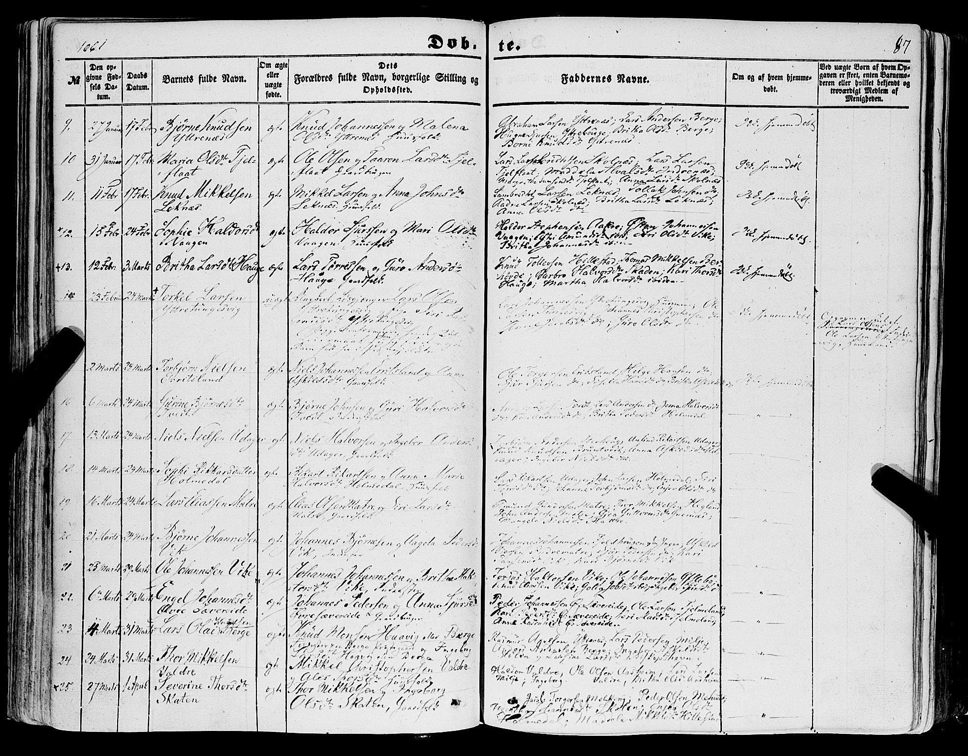 Skånevik sokneprestembete, SAB/A-77801/H/Haa: Parish register (official) no. A 5I, 1848-1869, p. 87