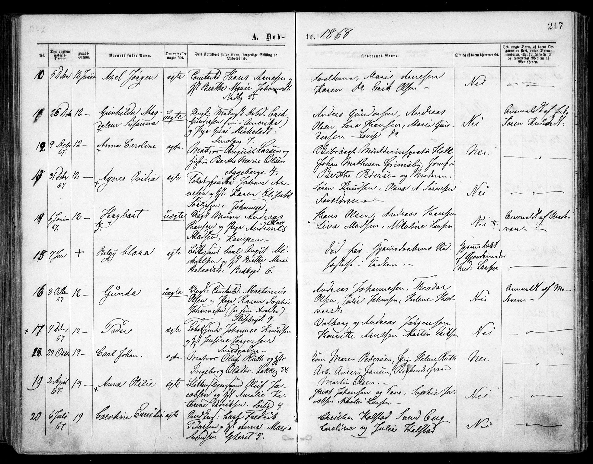 Grønland prestekontor Kirkebøker, AV/SAO-A-10848/F/Fa/L0002: Parish register (official) no. 2, 1862-1868, p. 247