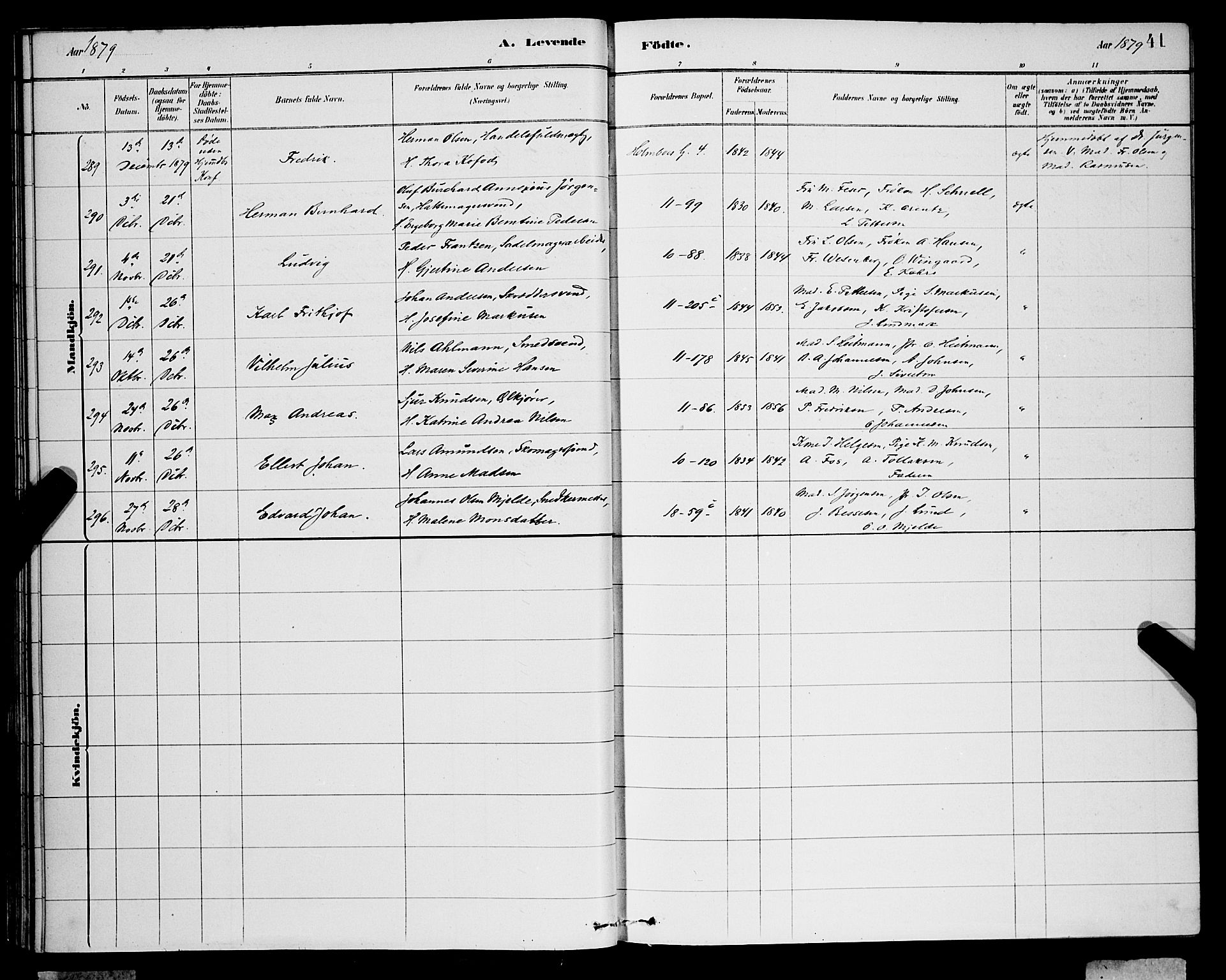 Domkirken sokneprestembete, SAB/A-74801/H/Hab/L0015: Parish register (copy) no. B 8, 1879-1887, p. 41