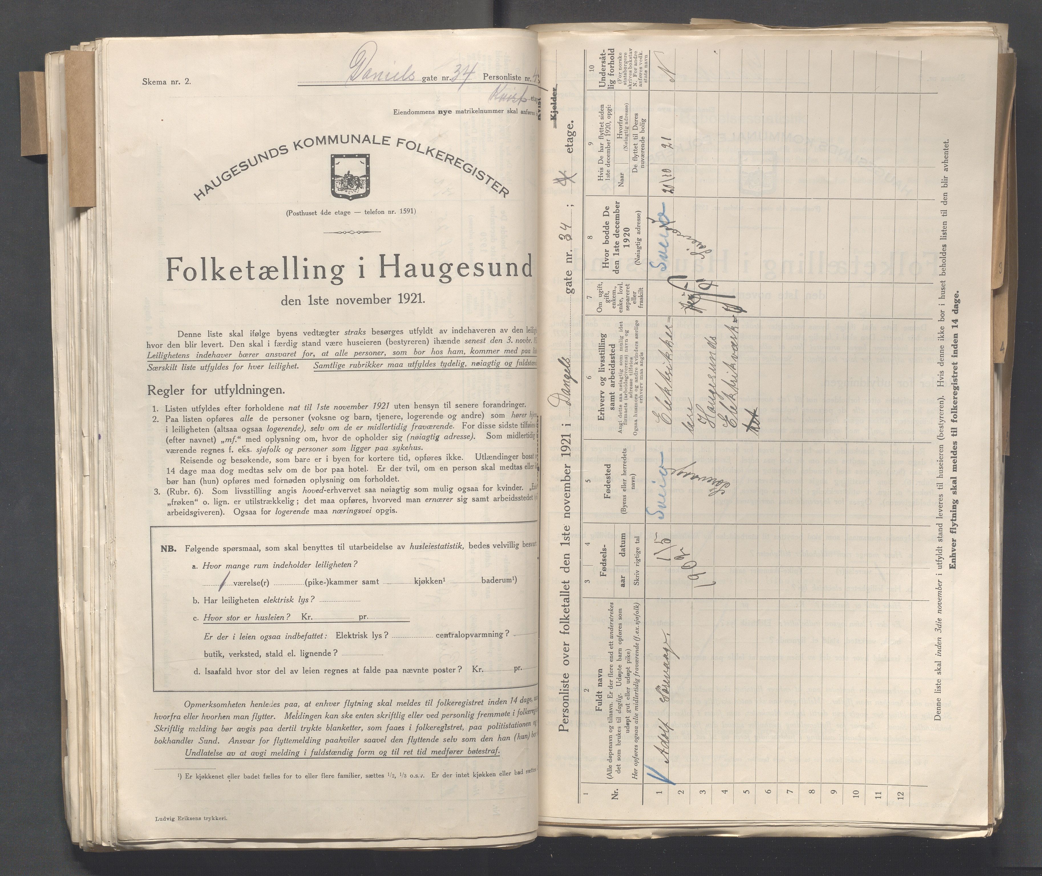 IKAR, Local census 1.11.1921 for Haugesund, 1921, p. 5981