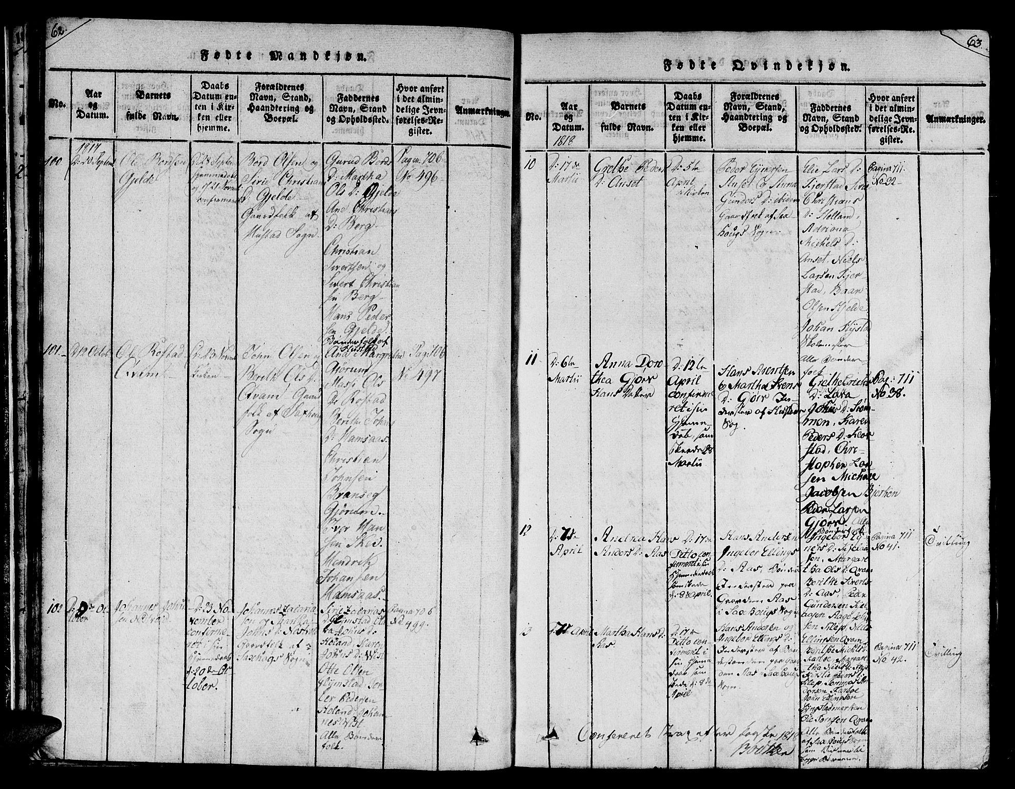 Ministerialprotokoller, klokkerbøker og fødselsregistre - Nord-Trøndelag, SAT/A-1458/730/L0275: Parish register (official) no. 730A04, 1816-1822, p. 62-63