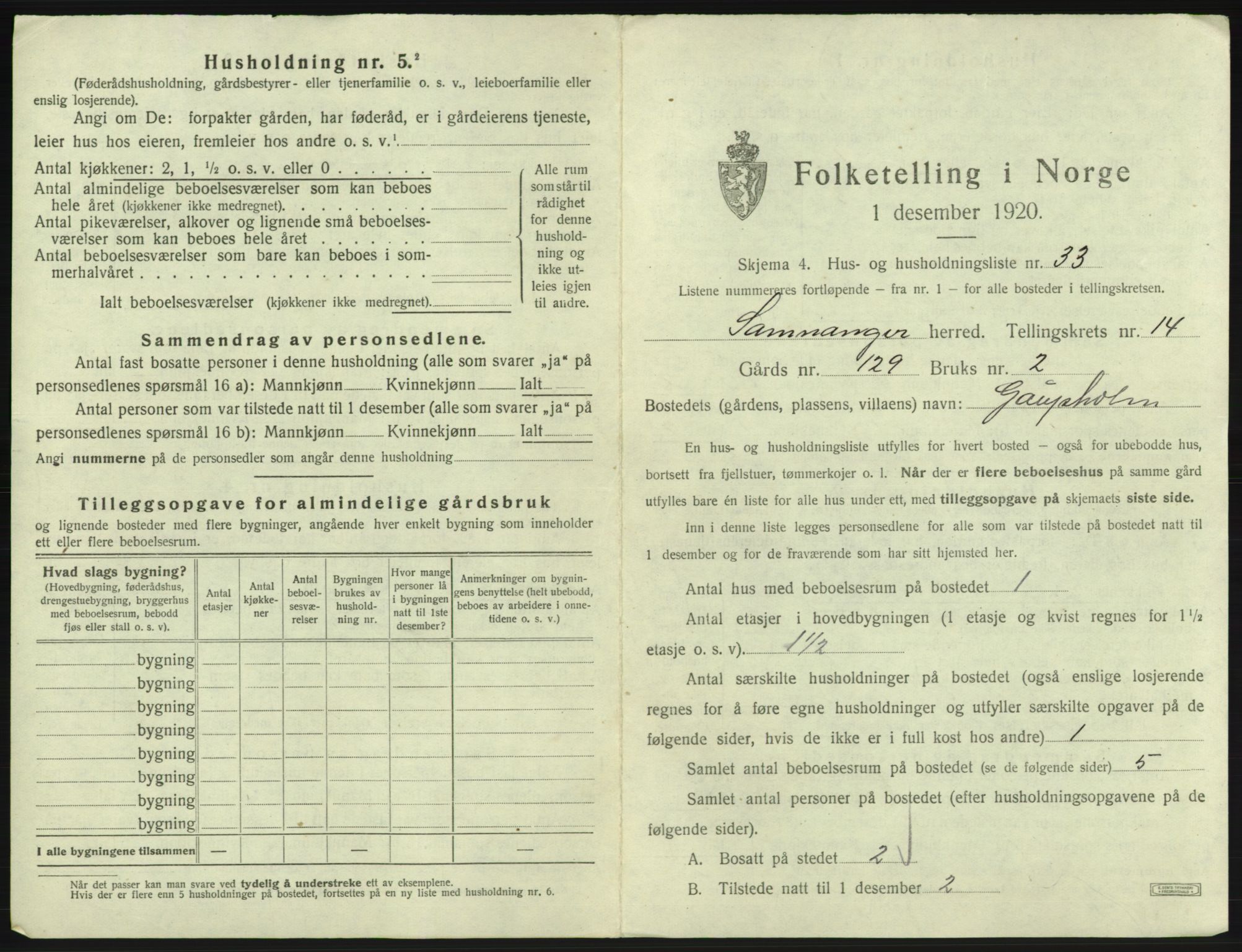 SAB, 1920 census for Samnanger, 1920, p. 845