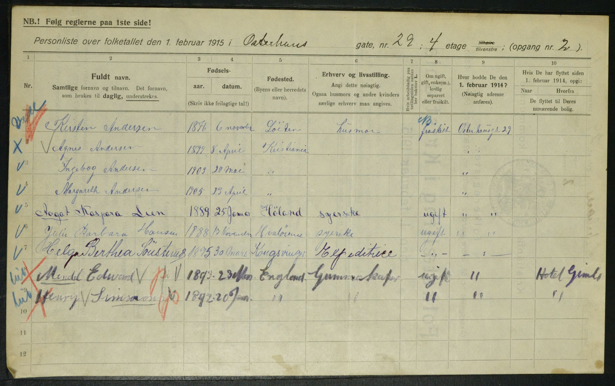 OBA, Municipal Census 1915 for Kristiania, 1915, p. 77223