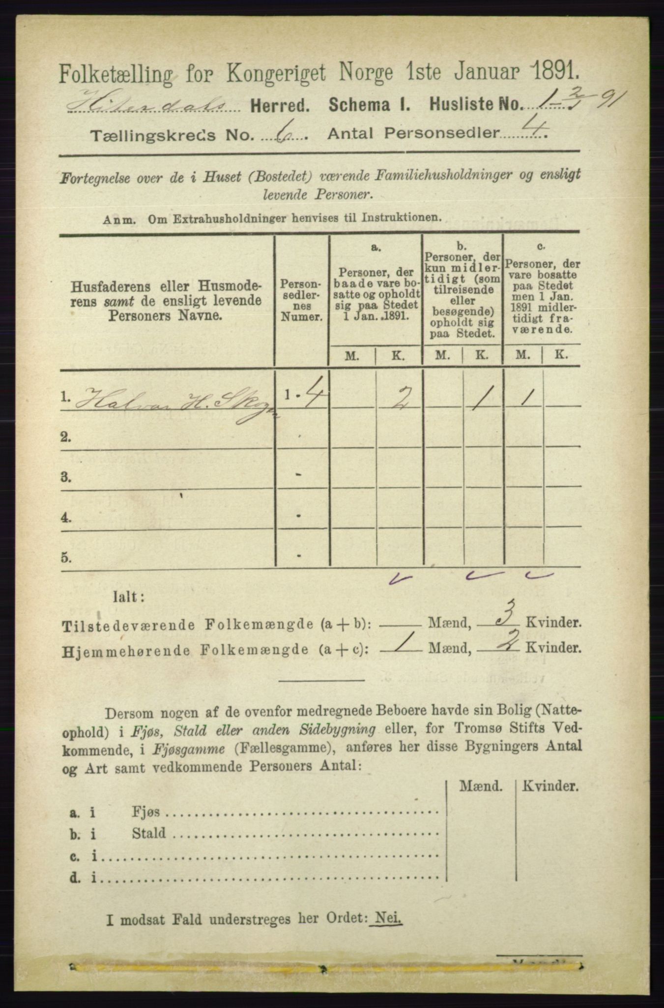 RA, 1891 census for 0823 Heddal, 1891, p. 2527