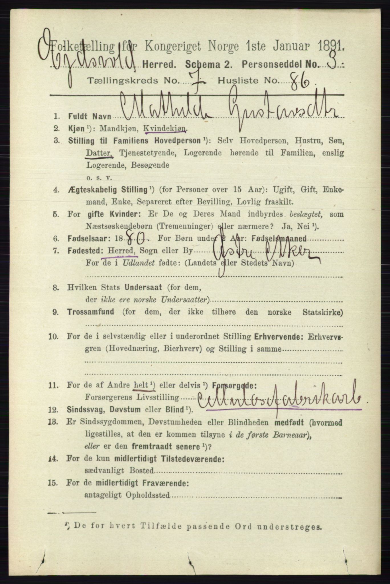 RA, 1891 census for 0237 Eidsvoll, 1891, p. 5090