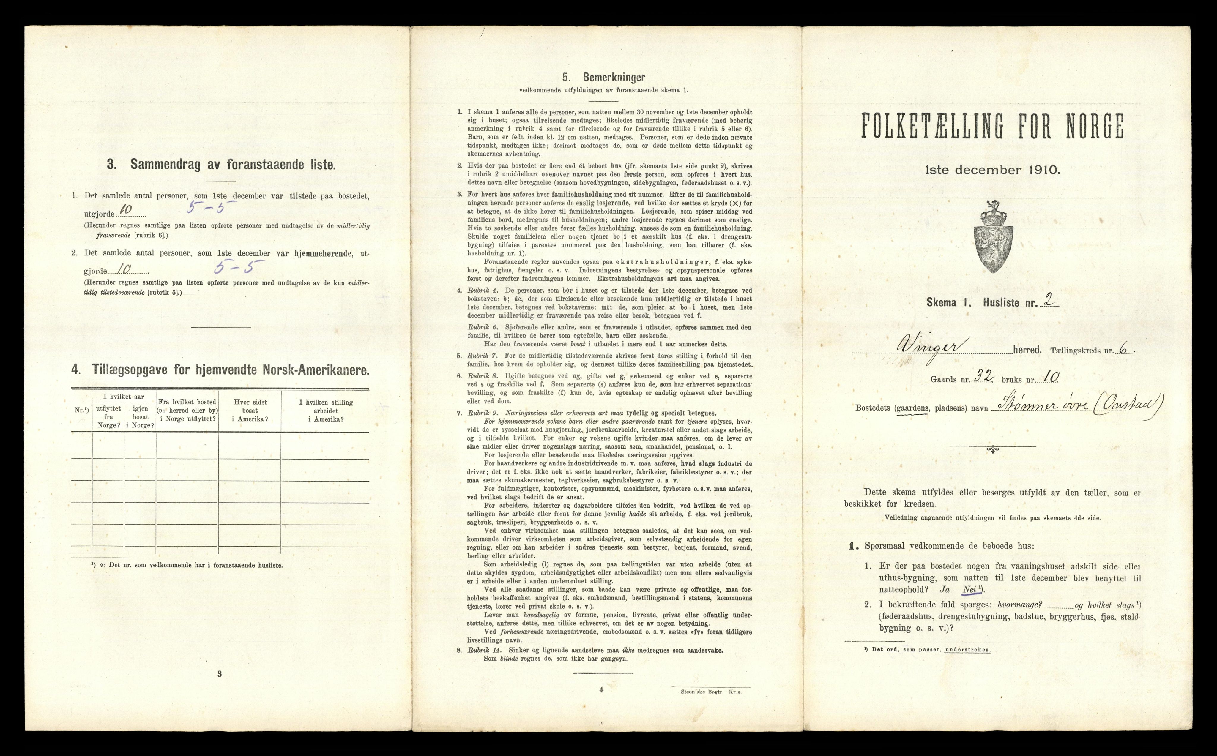 RA, 1910 census for Vinger, 1910, p. 689
