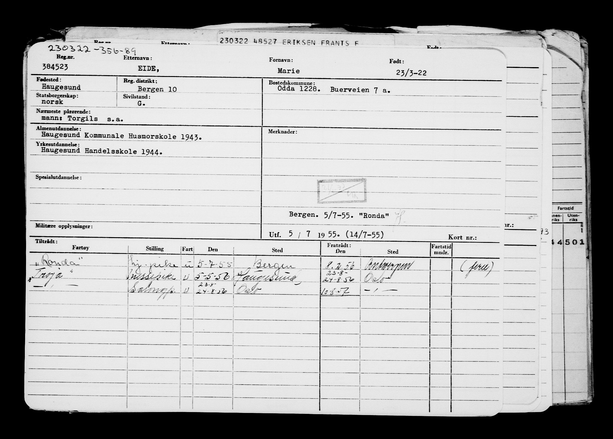 Direktoratet for sjømenn, AV/RA-S-3545/G/Gb/L0204: Hovedkort, 1922, p. 345