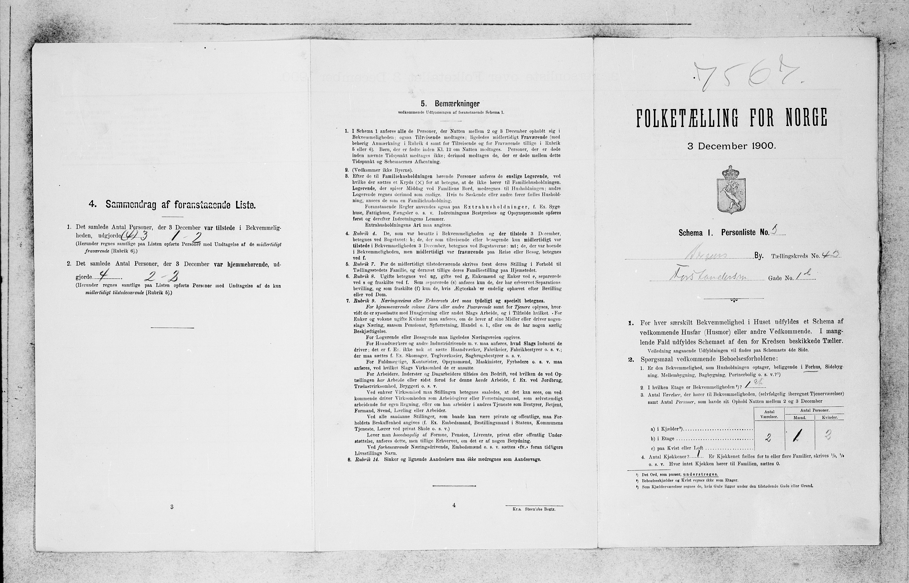 SAB, 1900 census for Bergen, 1900, p. 7775