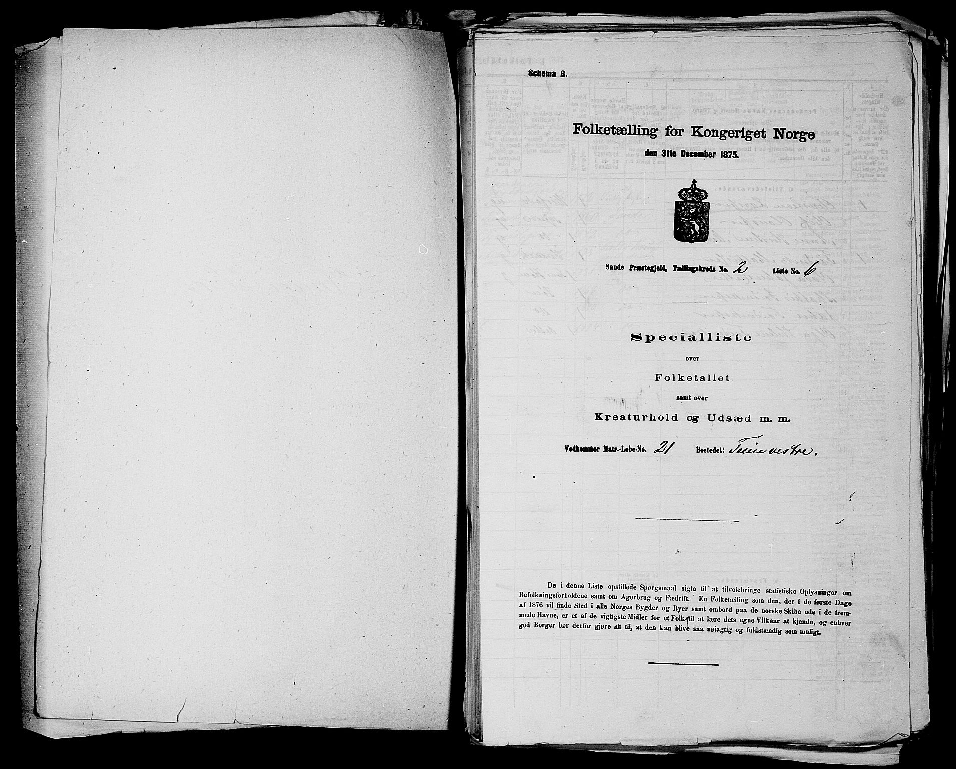 SAKO, 1875 census for 0713P Sande, 1875, p. 278