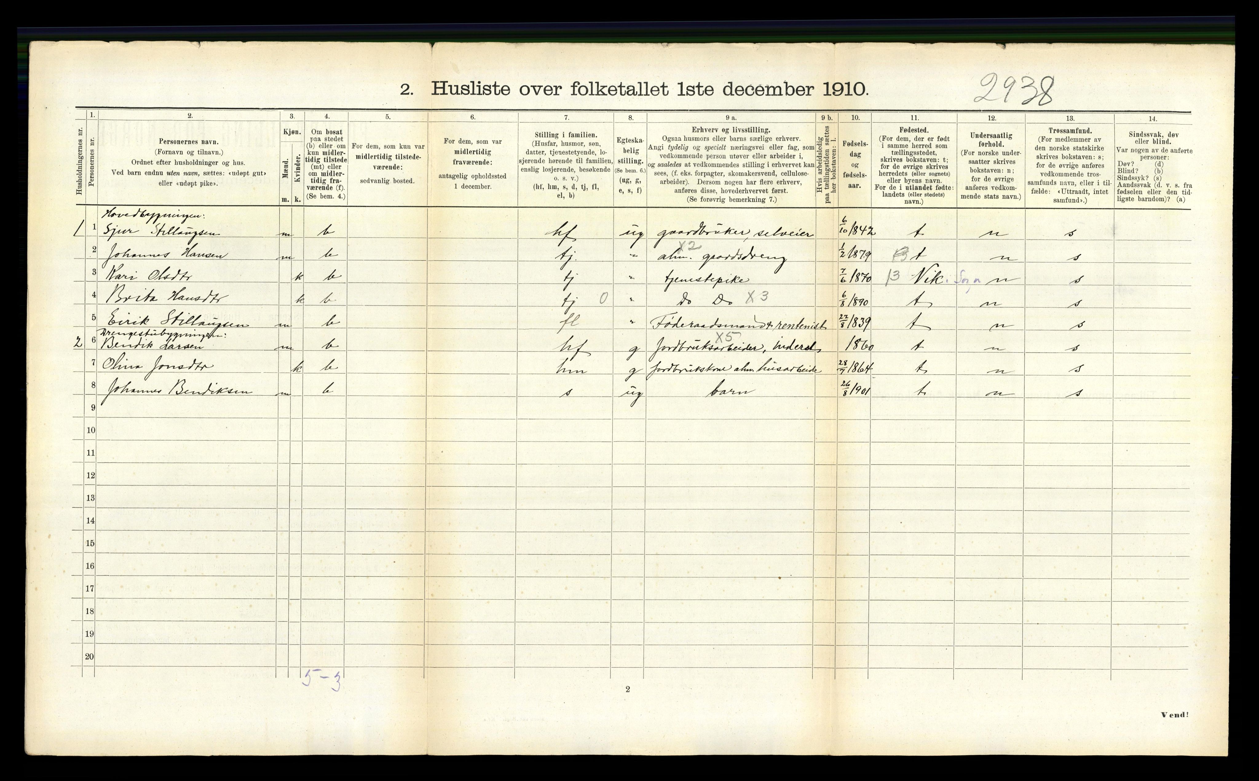 RA, 1910 census for Balestrand, 1910, p. 625