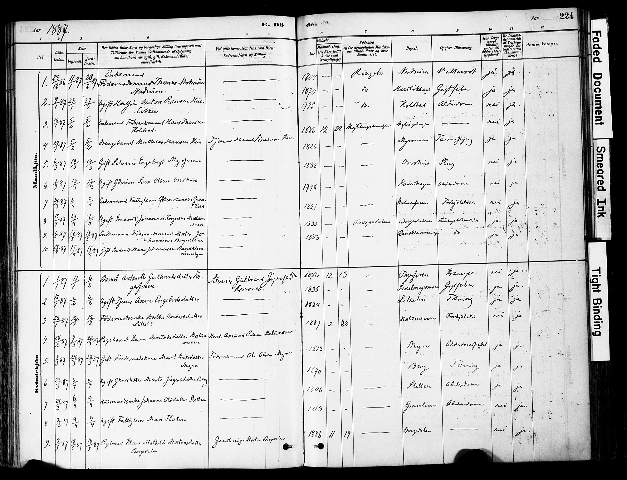 Ringebu prestekontor, AV/SAH-PREST-082/H/Ha/Haa/L0008: Parish register (official) no. 8, 1878-1898, p. 224