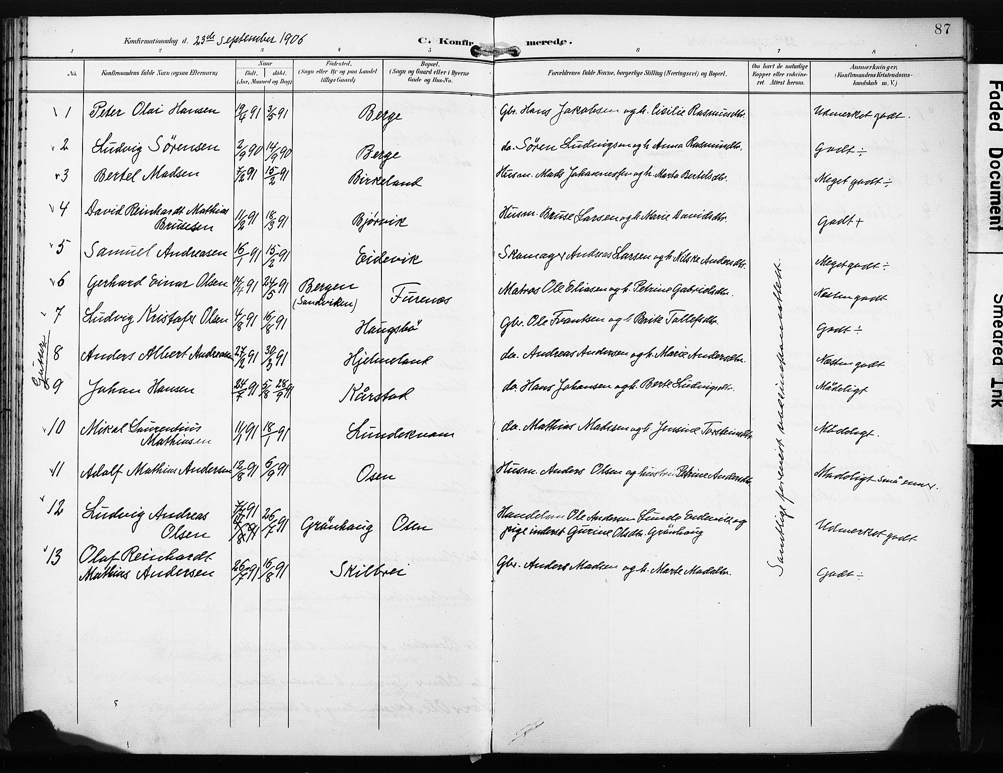 Gaular sokneprestembete, AV/SAB-A-80001/H/Haa: Parish register (official) no. C 2, 1898-1910, p. 87