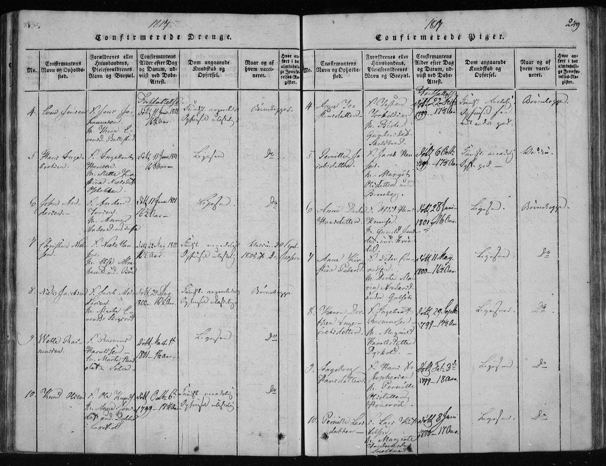 Gjerpen kirkebøker, SAKO/A-265/F/Fa/L0004: Parish register (official) no. I 4, 1814-1823, p. 249