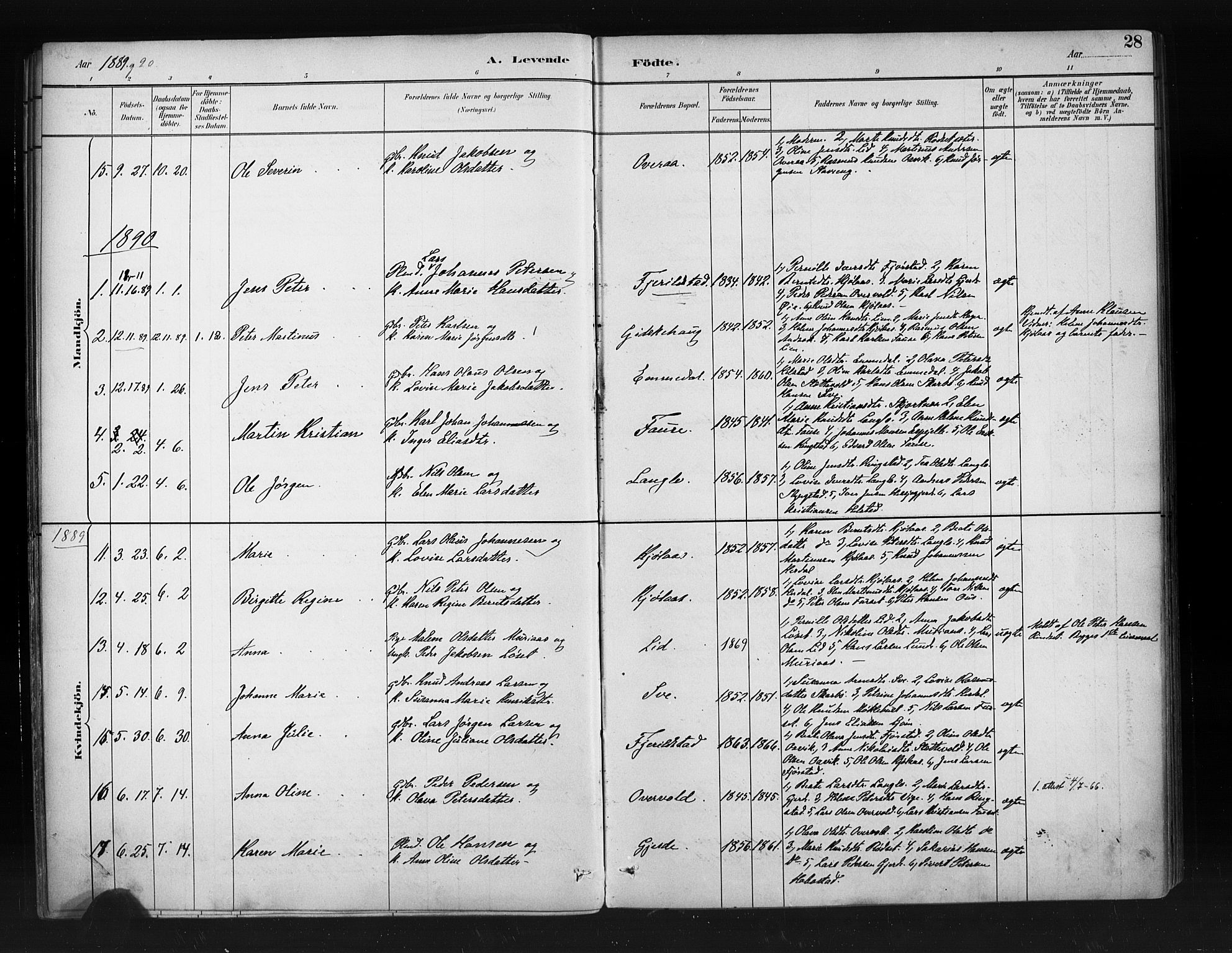 Ministerialprotokoller, klokkerbøker og fødselsregistre - Møre og Romsdal, SAT/A-1454/520/L0283: Parish register (official) no. 520A12, 1882-1898, p. 28