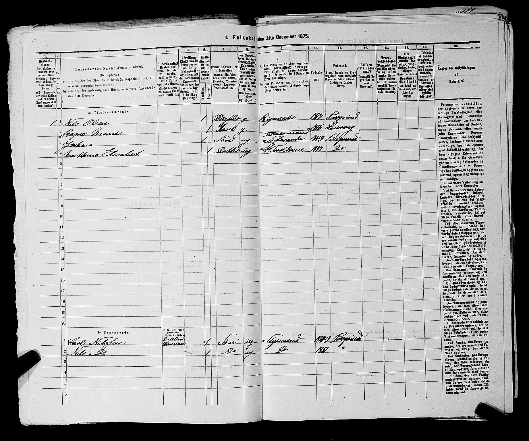 SAKO, 1875 census for 0805P Porsgrunn, 1875, p. 732