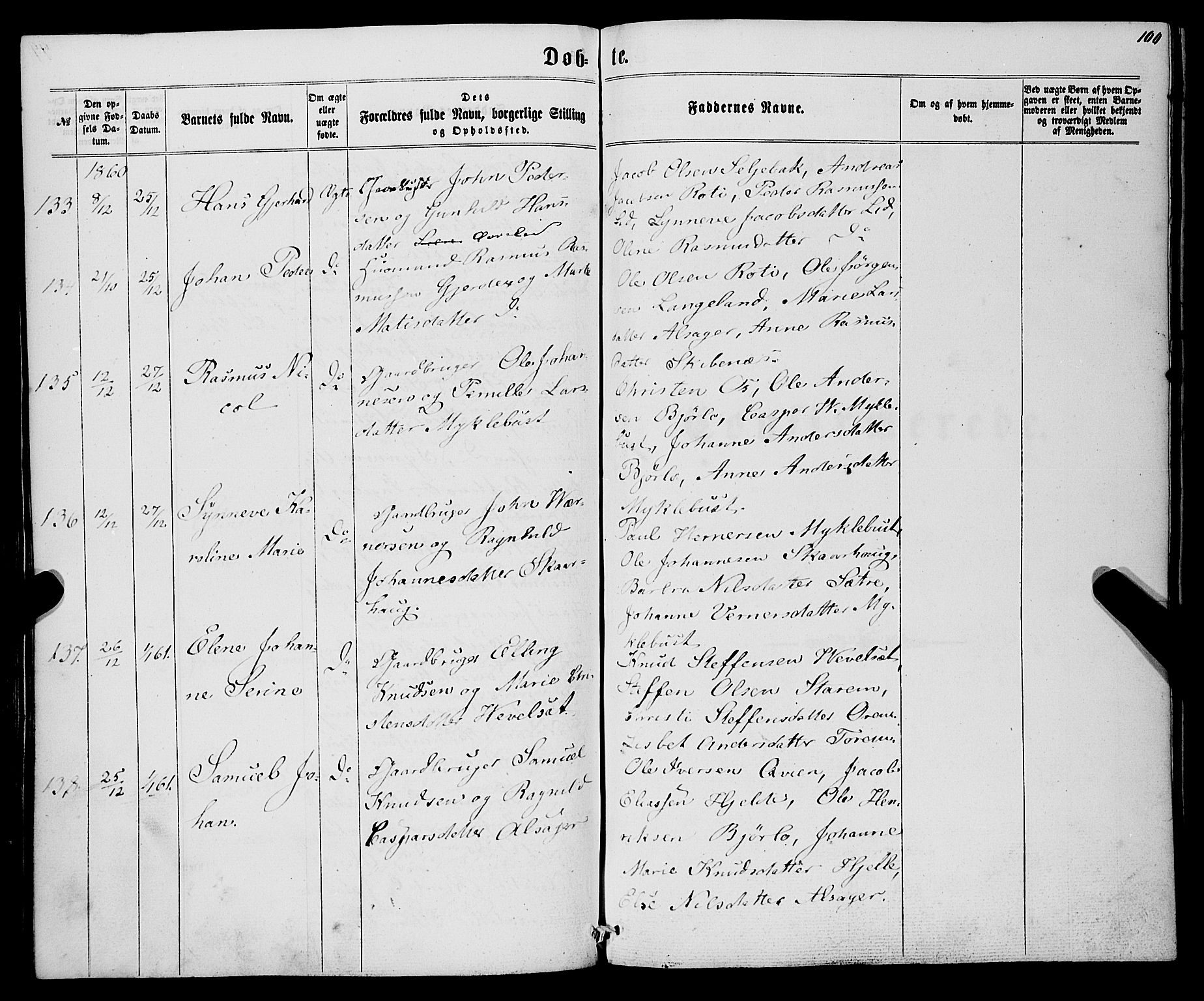 Eid sokneprestembete, SAB/A-82301/H/Haa/Haaa/L0008: Parish register (official) no. A 8, 1858-1860, p. 100