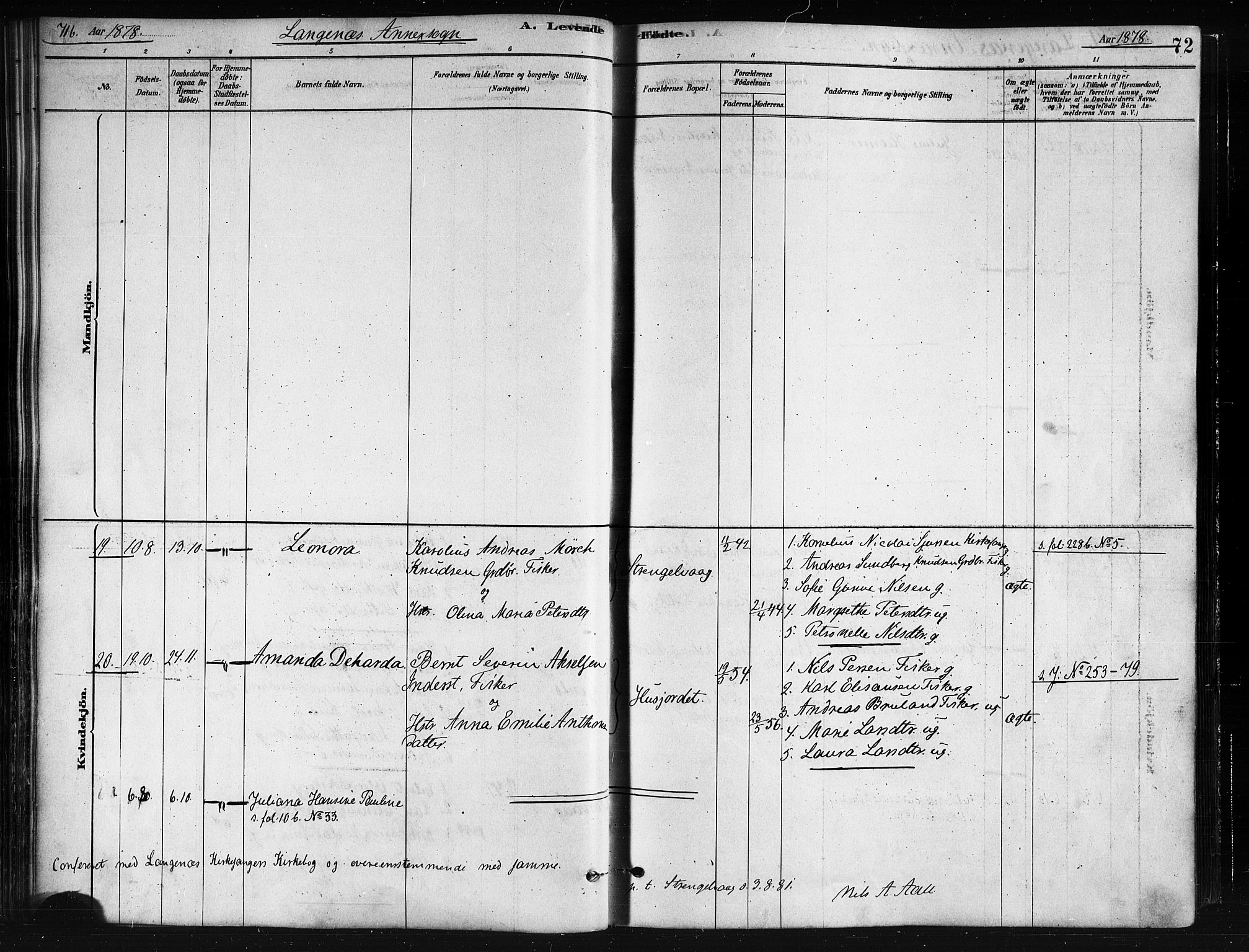 Ministerialprotokoller, klokkerbøker og fødselsregistre - Nordland, AV/SAT-A-1459/893/L1335: Parish register (official) no. 893A08 /2, 1878-1884, p. 72