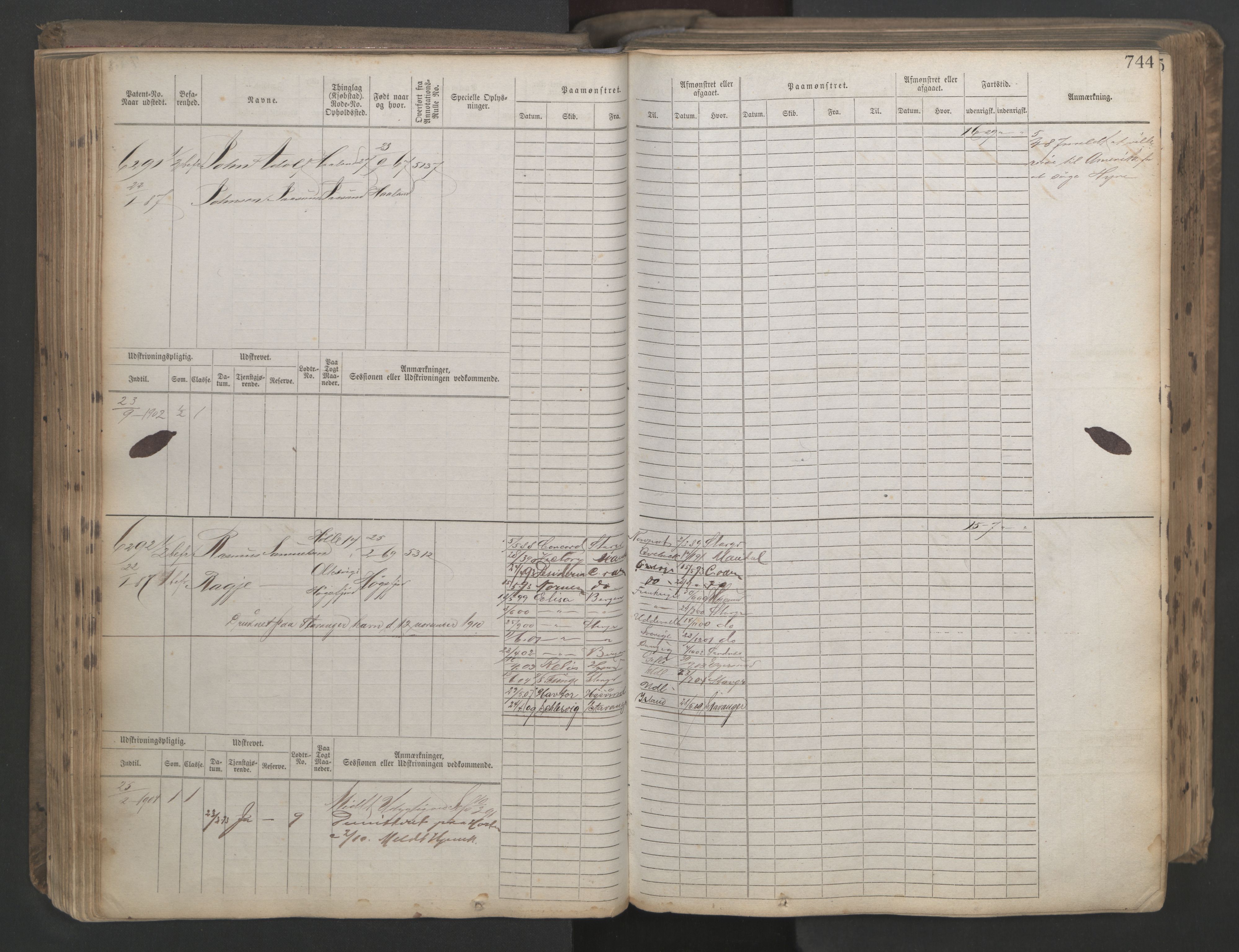 Stavanger sjømannskontor, AV/SAST-A-102006/F/Fb/Fbb/L0021: Sjøfartshovedrulle patnentnr. 6005-7204 (dublett), 1887, p. 148