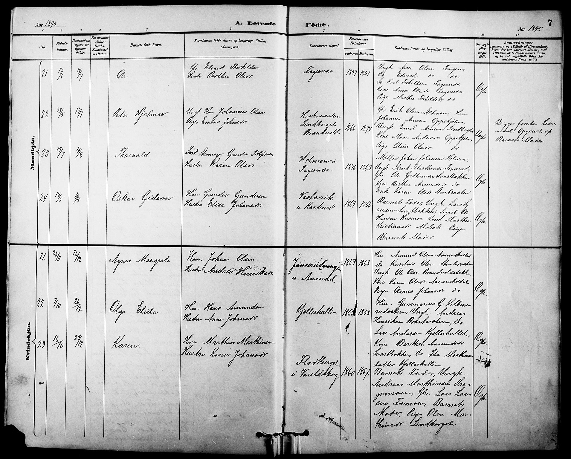 Vinger prestekontor, AV/SAH-PREST-024/H/Ha/Hab/L0004: Parish register (copy) no. 4, 1895-1920, p. 7