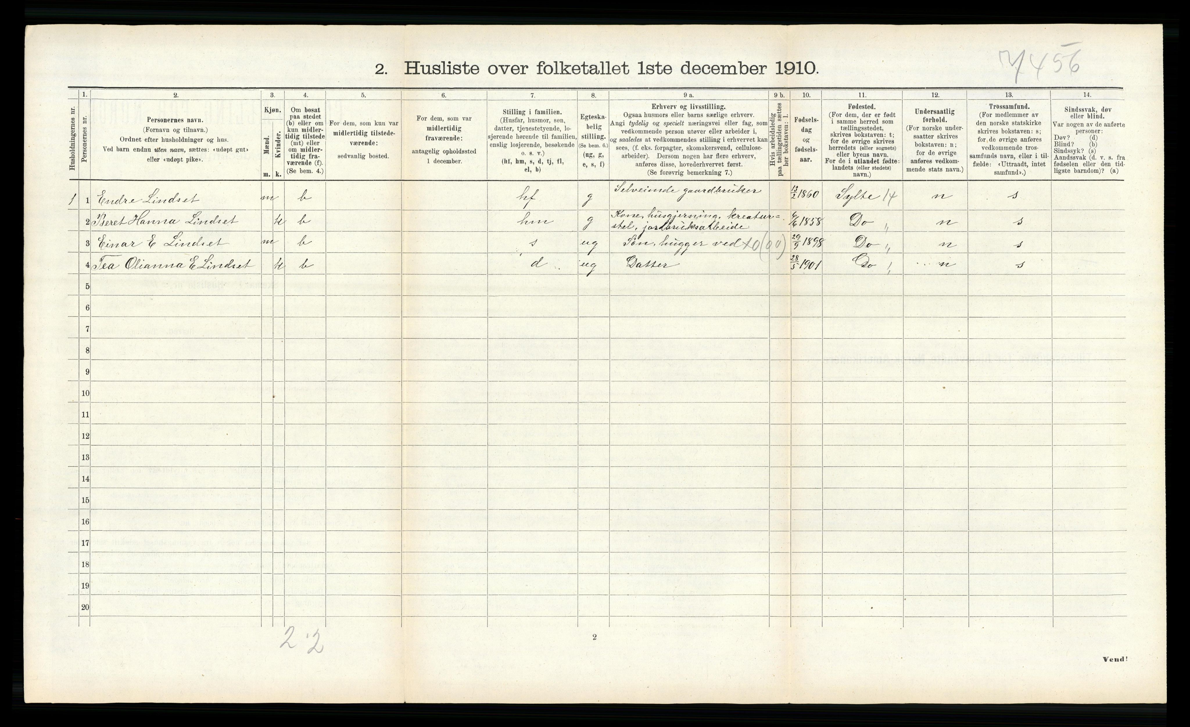 RA, 1910 census for Bolsøy, 1910, p. 956