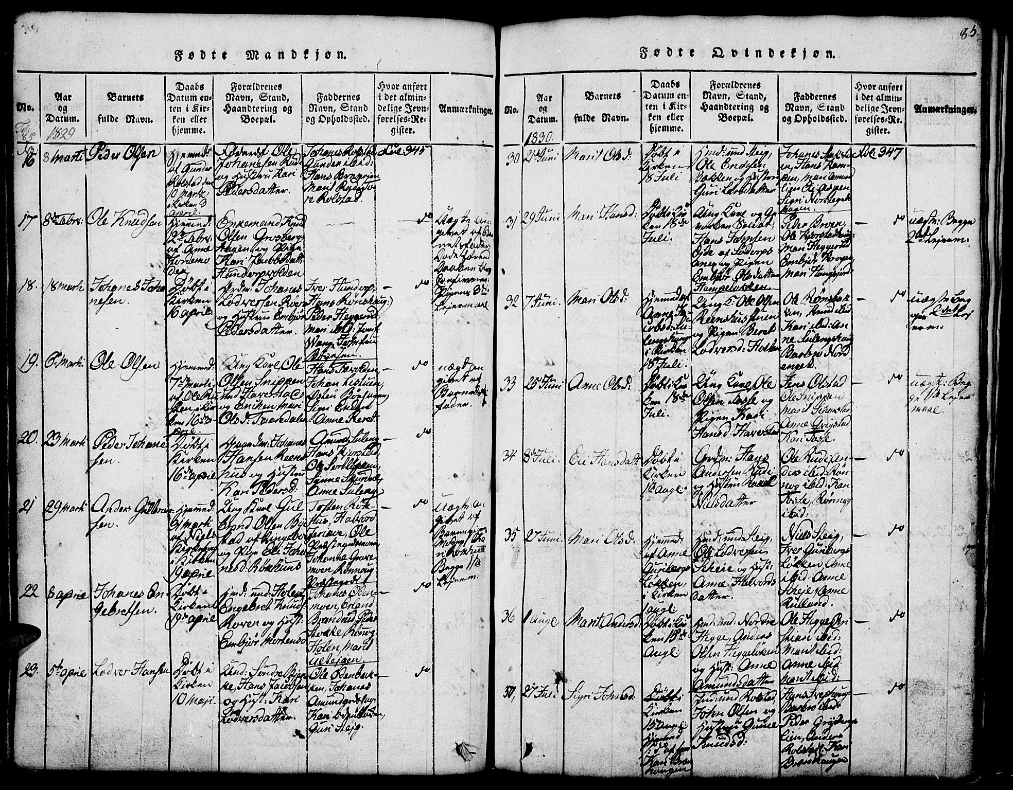 Fron prestekontor, SAH/PREST-078/H/Ha/Hab/L0001: Parish register (copy) no. 1, 1816-1843, p. 85