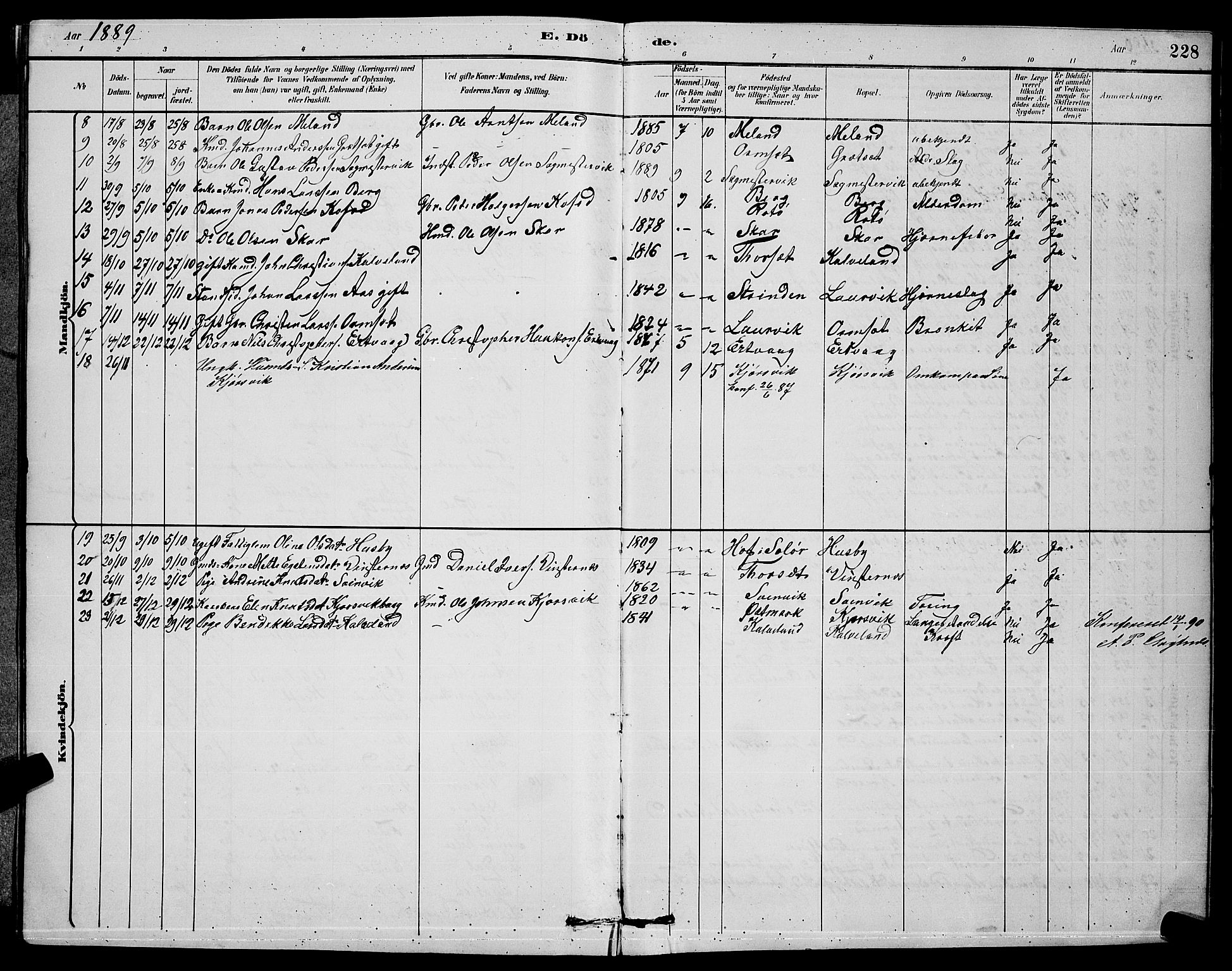 Ministerialprotokoller, klokkerbøker og fødselsregistre - Møre og Romsdal, SAT/A-1454/578/L0909: Parish register (copy) no. 578C02, 1882-1900, p. 228