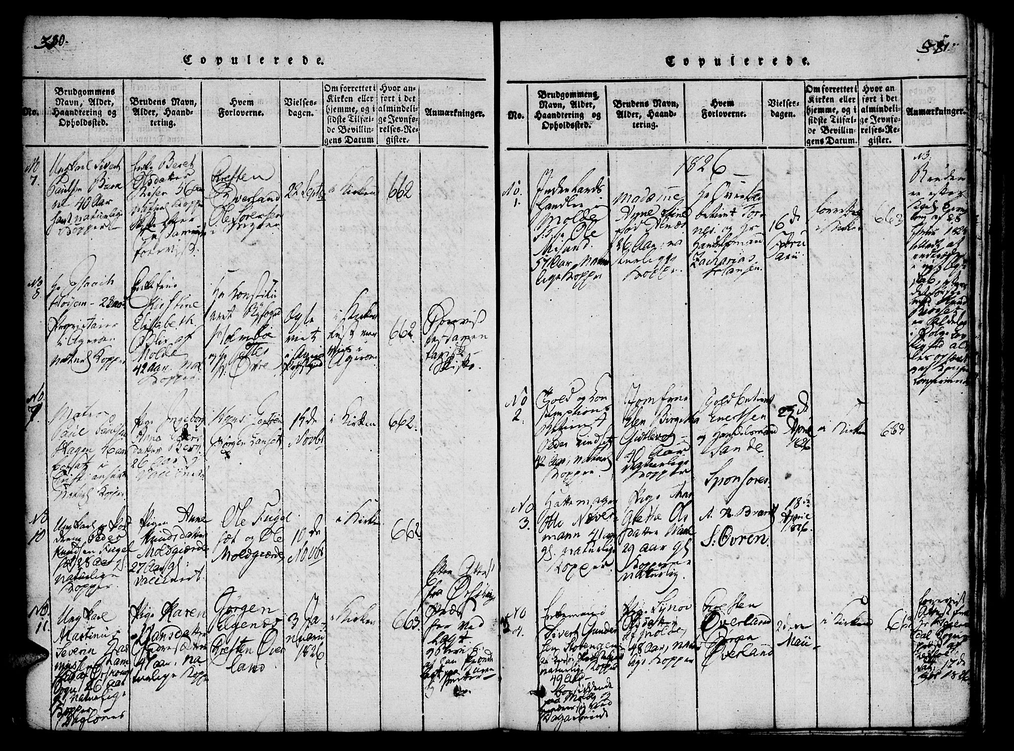 Ministerialprotokoller, klokkerbøker og fødselsregistre - Møre og Romsdal, SAT/A-1454/558/L0688: Parish register (official) no. 558A02, 1818-1843, p. 380-381