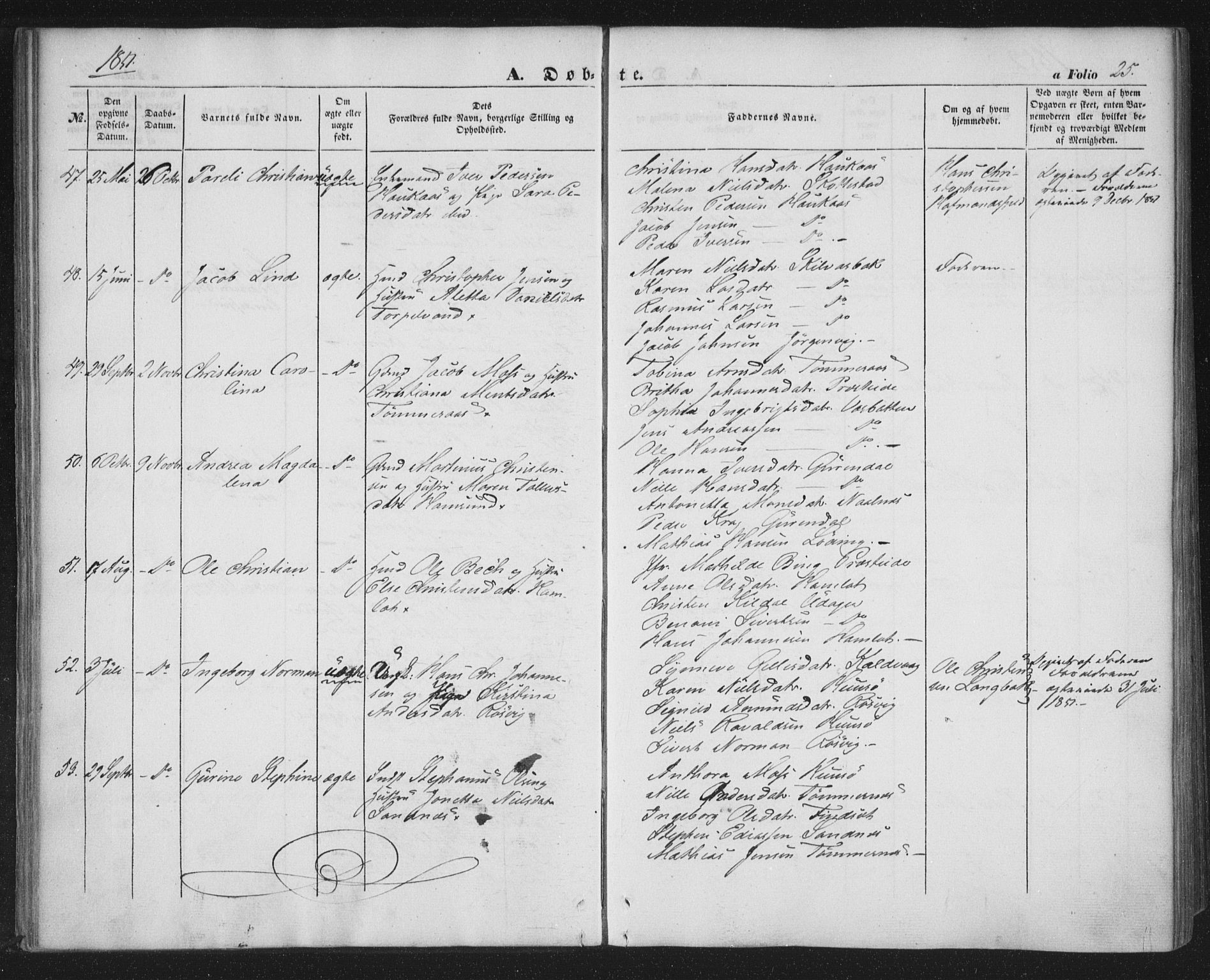 Ministerialprotokoller, klokkerbøker og fødselsregistre - Nordland, AV/SAT-A-1459/859/L0844: Parish register (official) no. 859A04, 1849-1862, p. 25