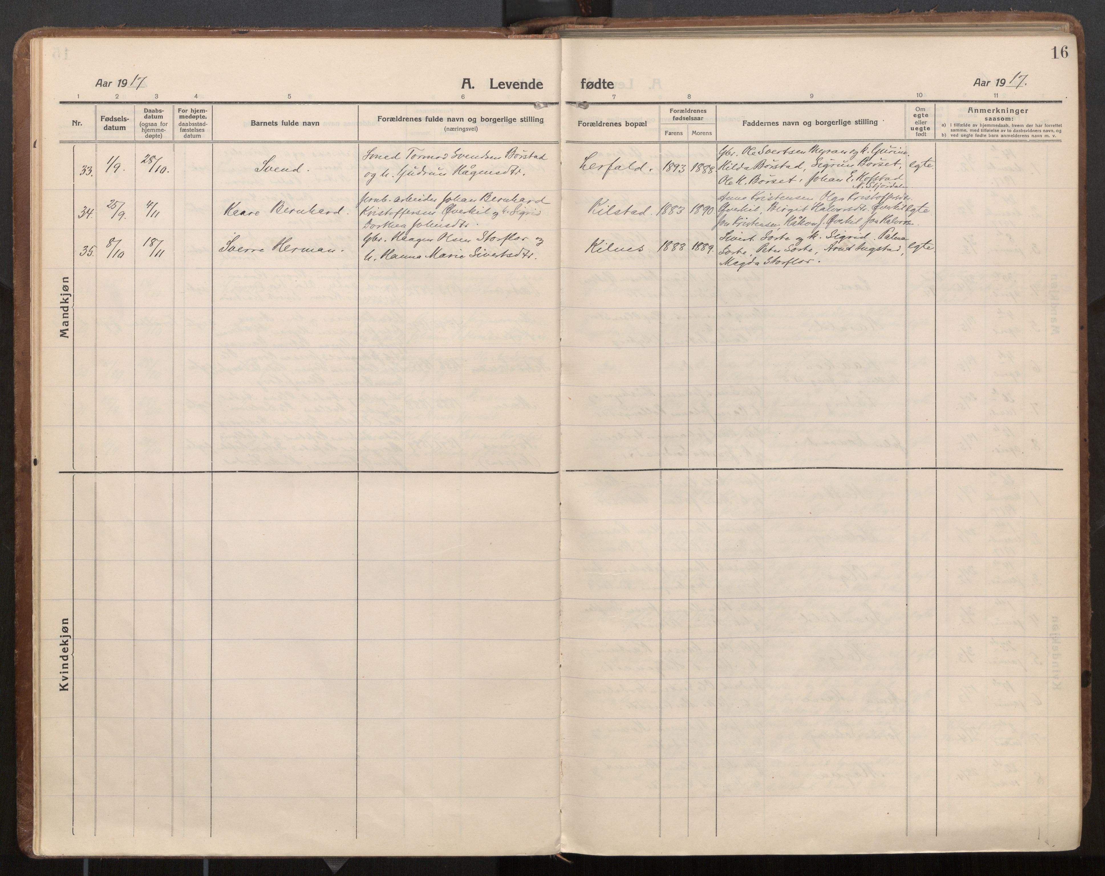 Ministerialprotokoller, klokkerbøker og fødselsregistre - Nord-Trøndelag, SAT/A-1458/703/L0037: Parish register (official) no. 703A10, 1915-1932, p. 16