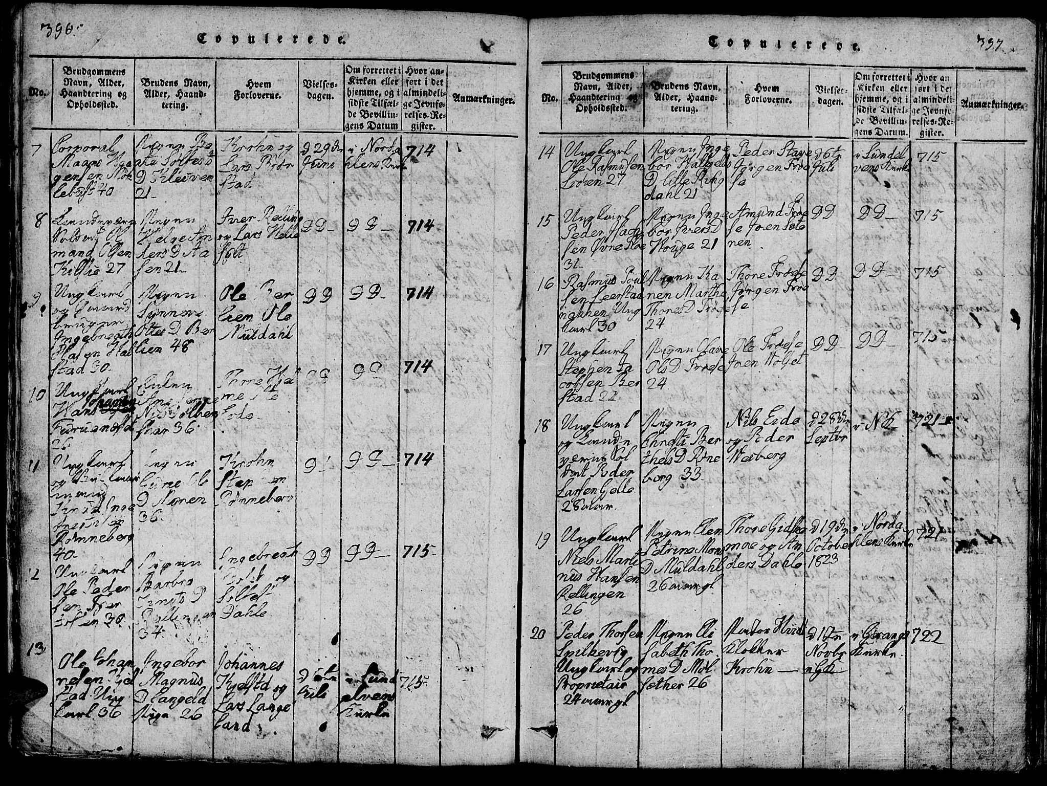 Ministerialprotokoller, klokkerbøker og fødselsregistre - Møre og Romsdal, AV/SAT-A-1454/519/L0260: Parish register (copy) no. 519C01, 1817-1829, p. 396-397