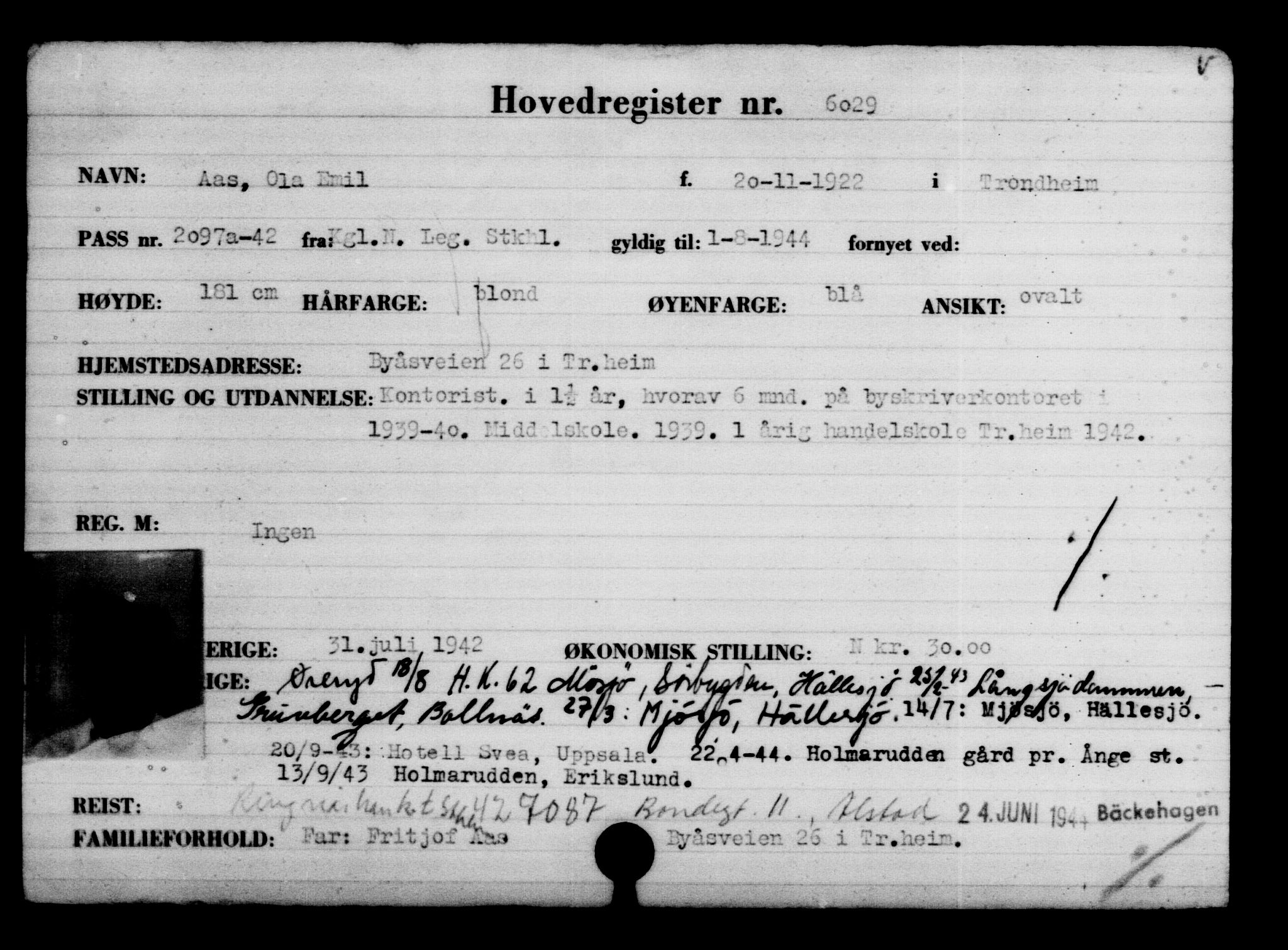 Den Kgl. Norske Legasjons Flyktningskontor, AV/RA-S-6753/V/Va/L0004: Kjesäterkartoteket.  Flyktningenr. 3496-6610, 1940-1945, p. 2963