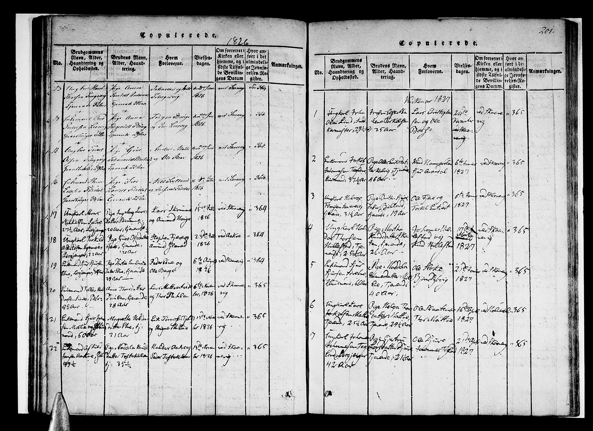 Skånevik sokneprestembete, AV/SAB-A-77801/H/Haa: Parish register (official) no. A 3, 1815-1828, p. 201