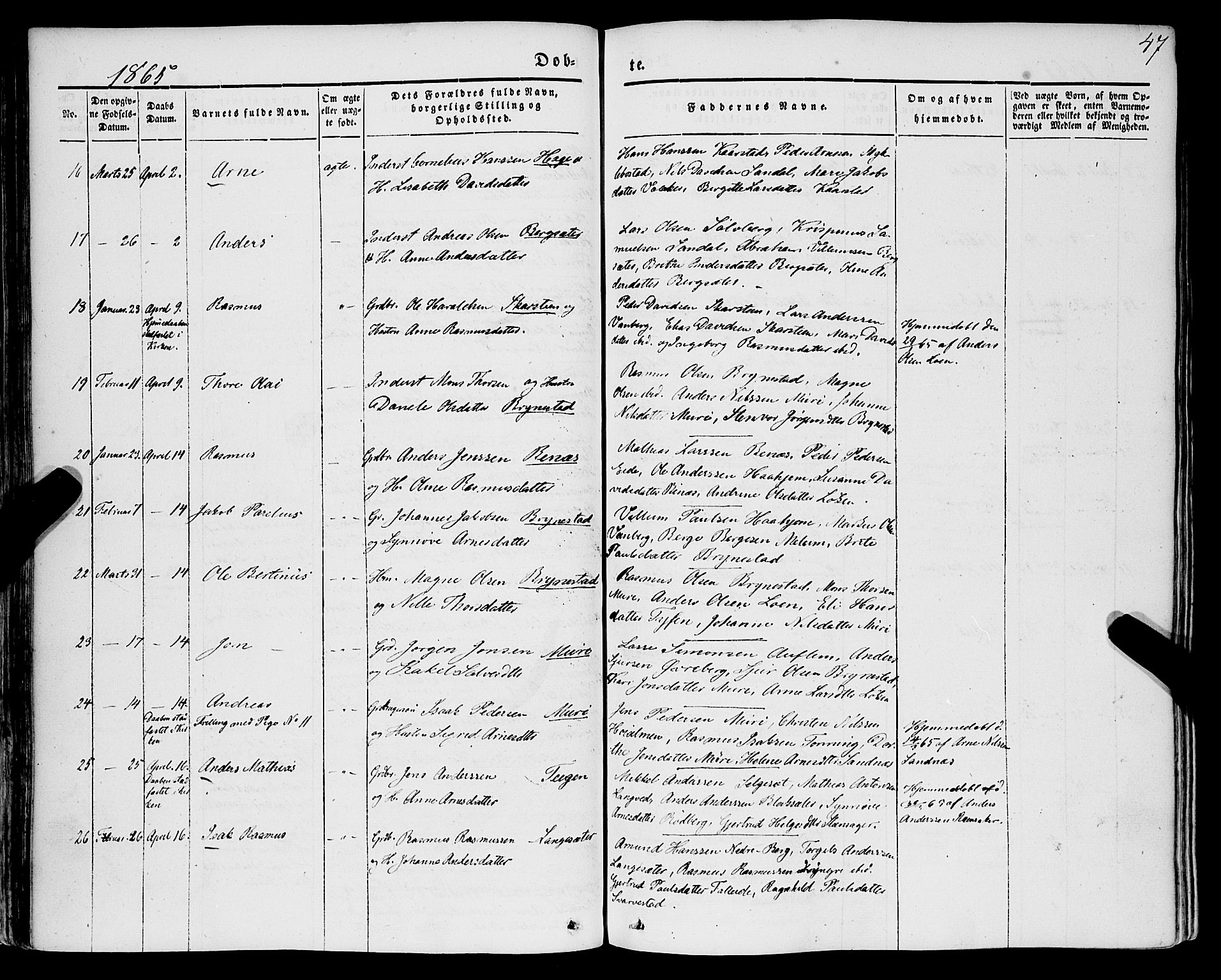 Innvik sokneprestembete, AV/SAB-A-80501: Parish register (official) no. A 5, 1847-1865, p. 47