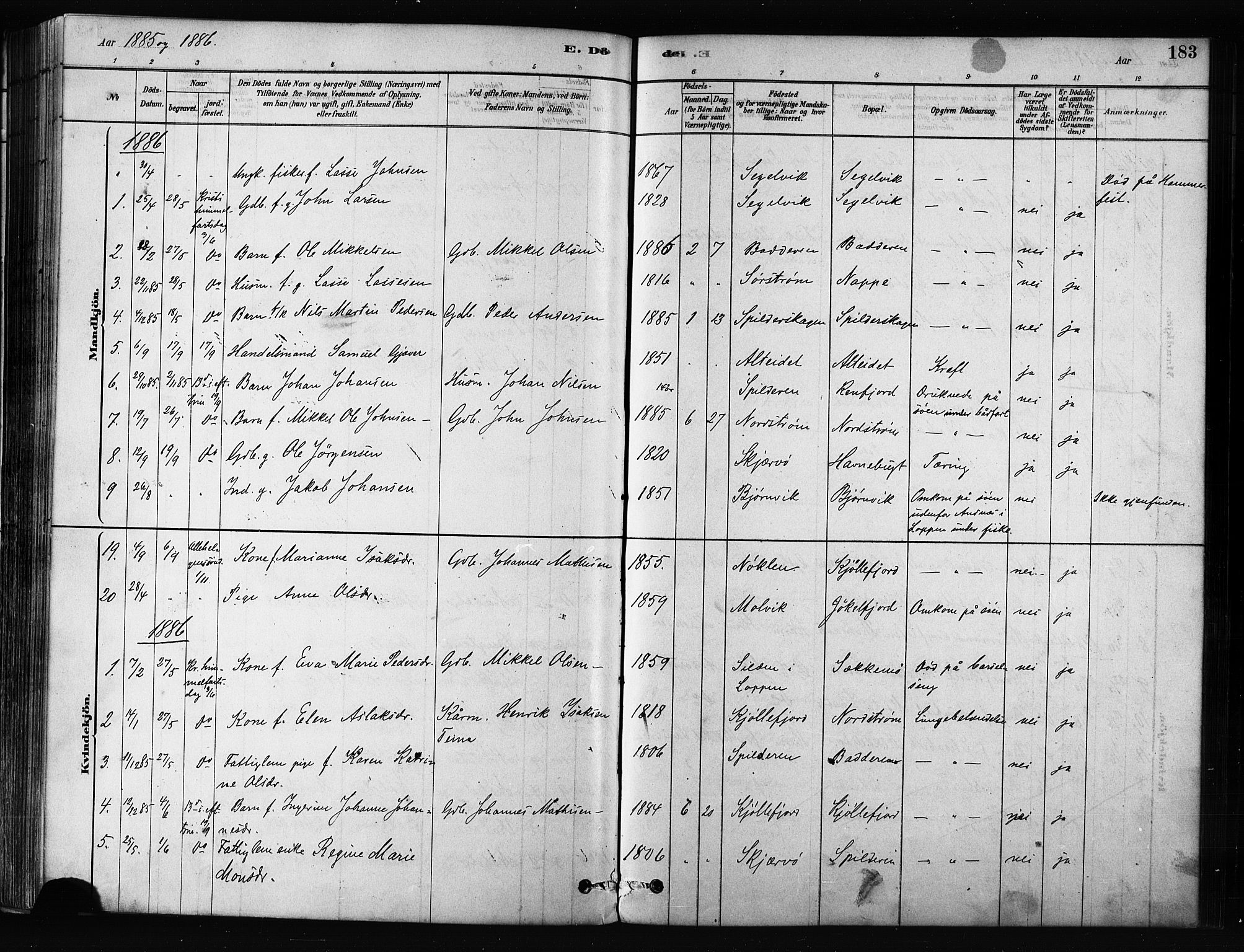 Skjervøy sokneprestkontor, SATØ/S-1300/H/Ha/Haa/L0012kirke: Parish register (official) no. 12, 1878-1891, p. 183