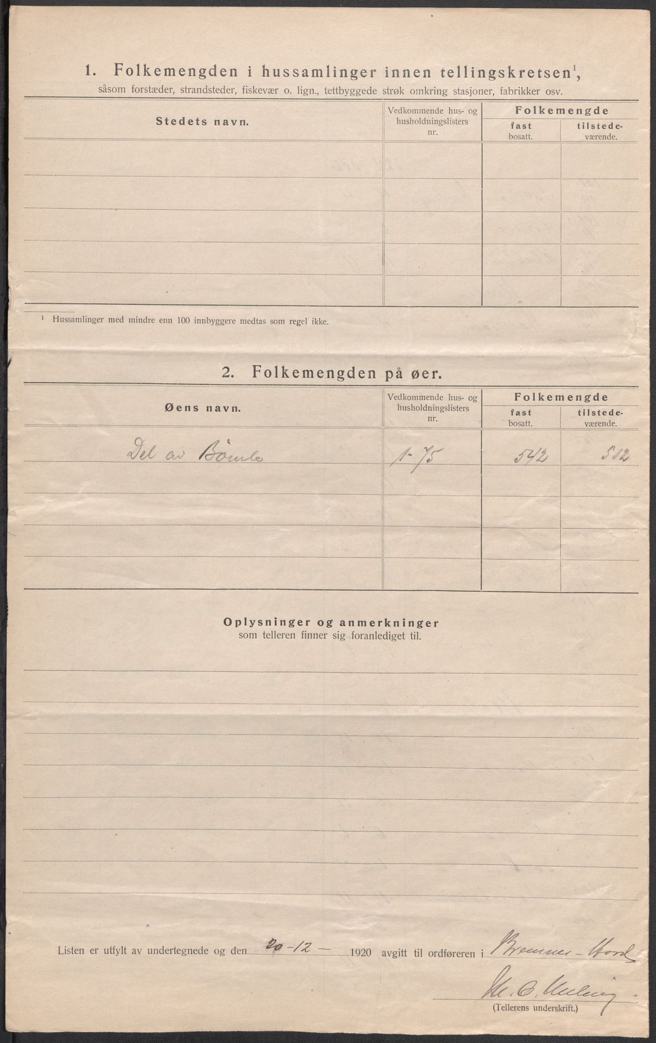 SAB, 1920 census for Bremnes, 1920, p. 25