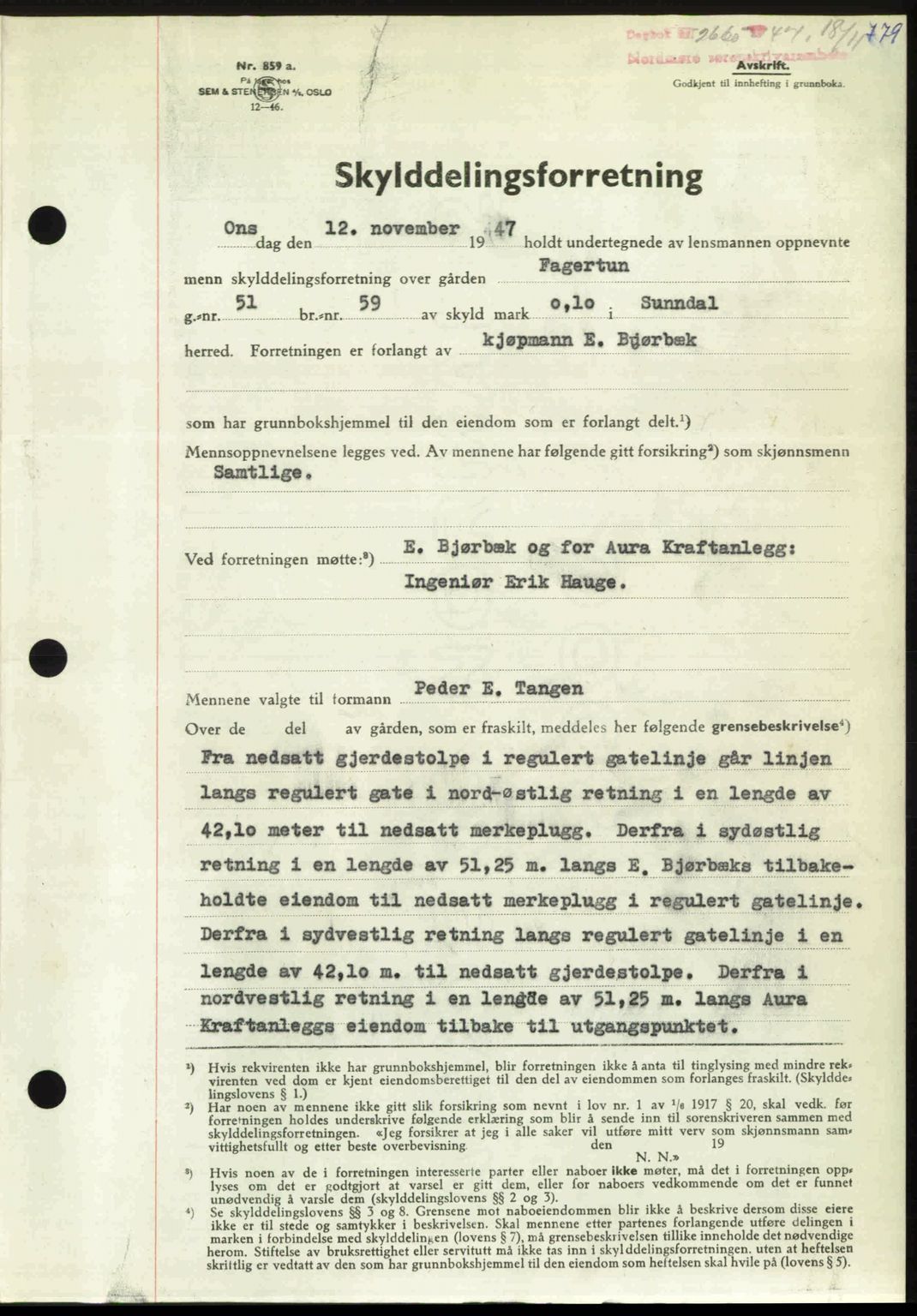 Nordmøre sorenskriveri, AV/SAT-A-4132/1/2/2Ca: Mortgage book no. A106, 1947-1947, Diary no: : 2660/1947