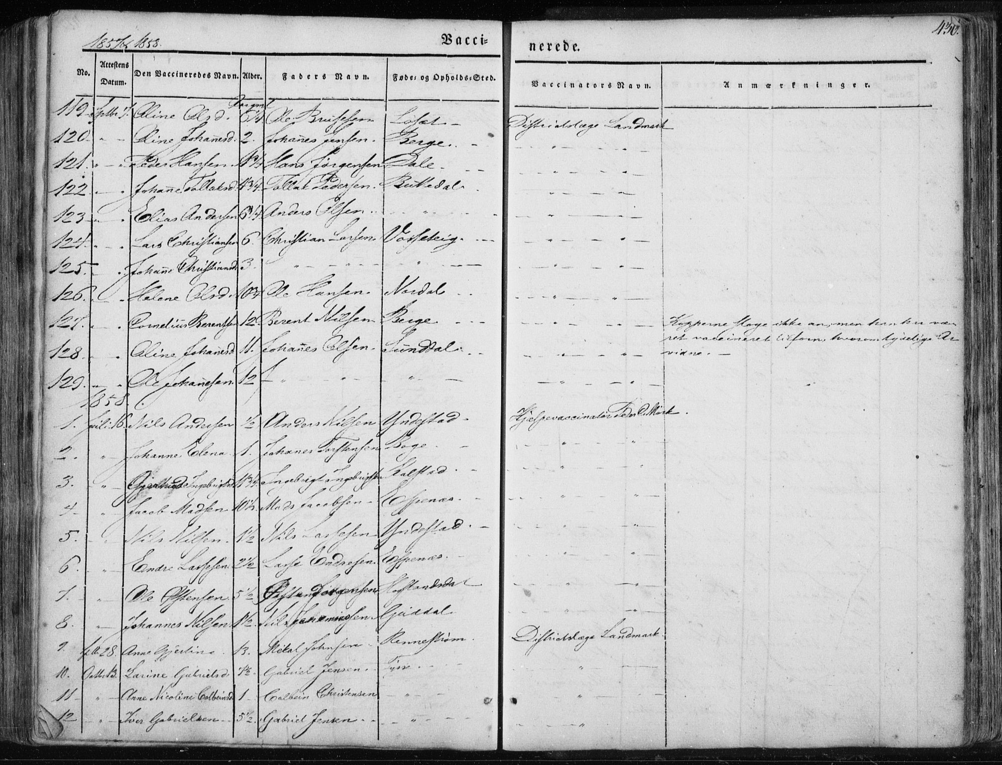 Fjaler sokneprestembete, SAB/A-79801/H/Haa/Haaa/L0006: Parish register (official) no. A 6, 1835-1884, p. 430
