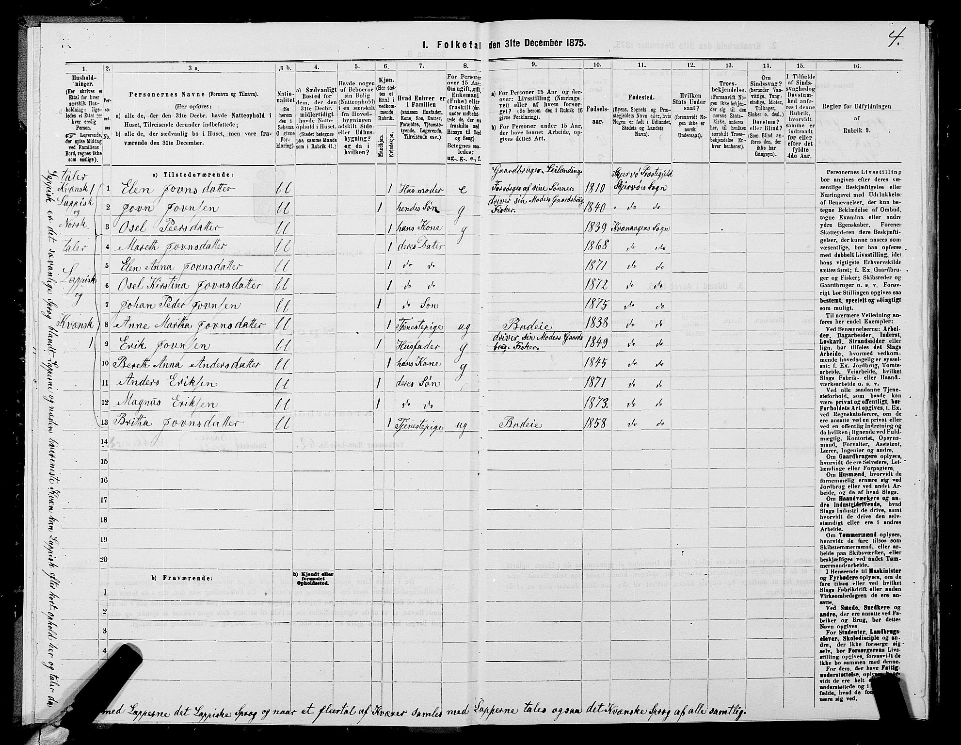 SATØ, 1875 census for 1941P Skjervøy, 1875, p. 2004