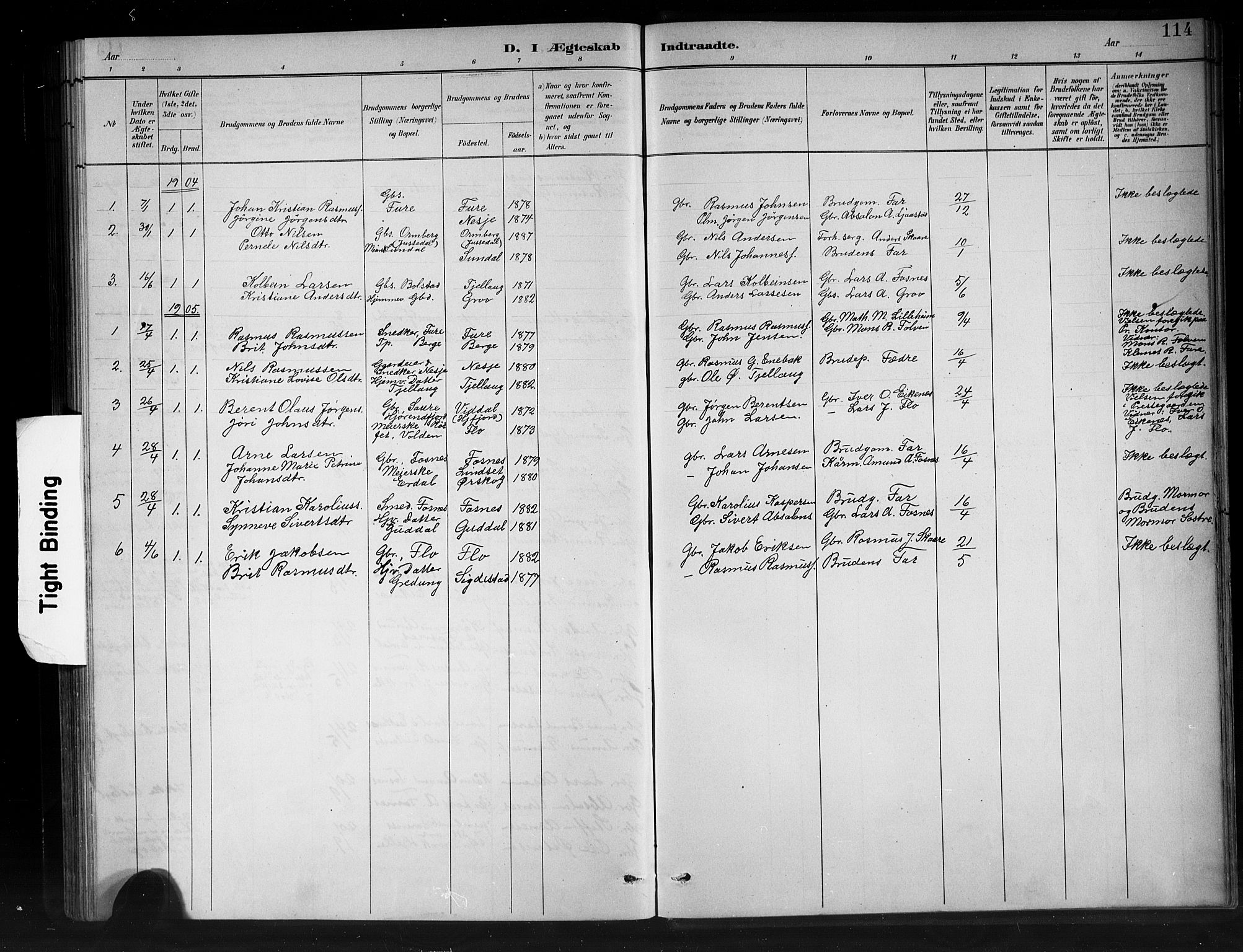 Stryn Sokneprestembete, AV/SAB-A-82501: Parish register (copy) no. C 3, 1881-1905, p. 114