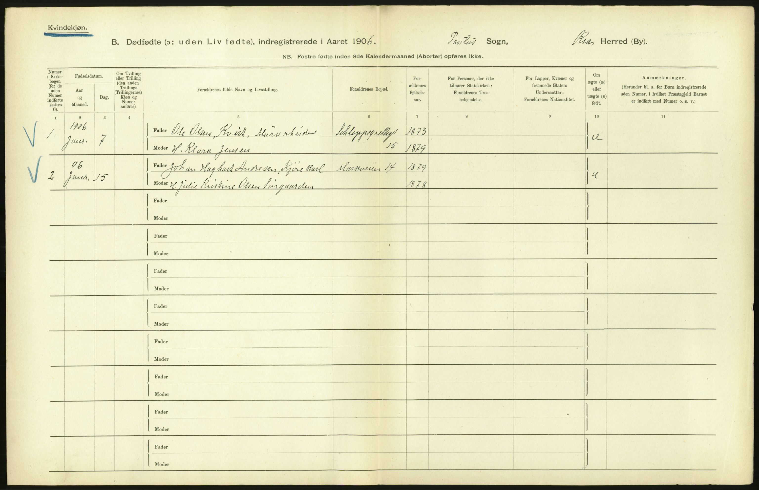 Statistisk sentralbyrå, Sosiodemografiske emner, Befolkning, RA/S-2228/D/Df/Dfa/Dfad/L0010: Kristiania: Døde, dødfødte, 1906, p. 32