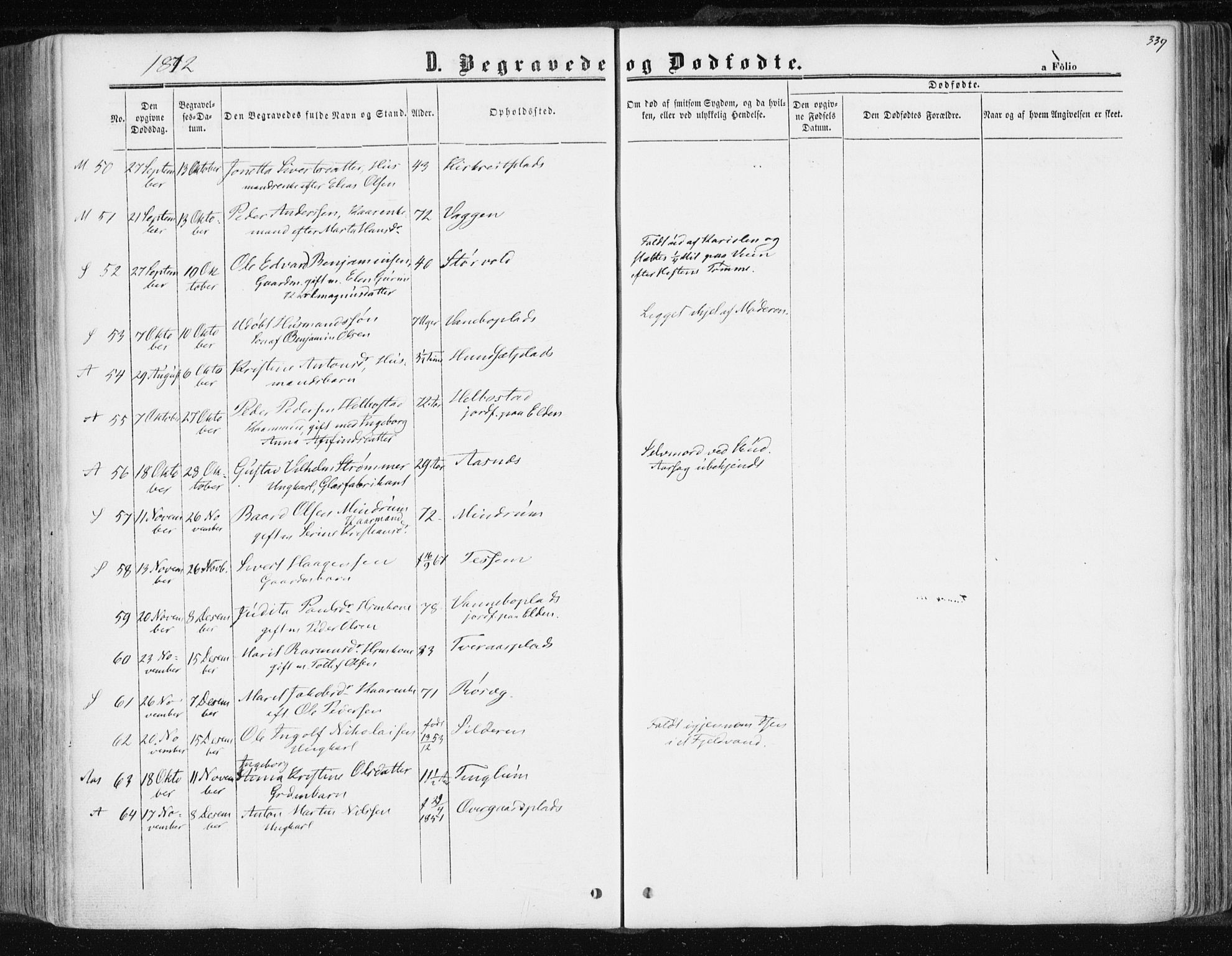Ministerialprotokoller, klokkerbøker og fødselsregistre - Nord-Trøndelag, SAT/A-1458/741/L0394: Parish register (official) no. 741A08, 1864-1877, p. 339