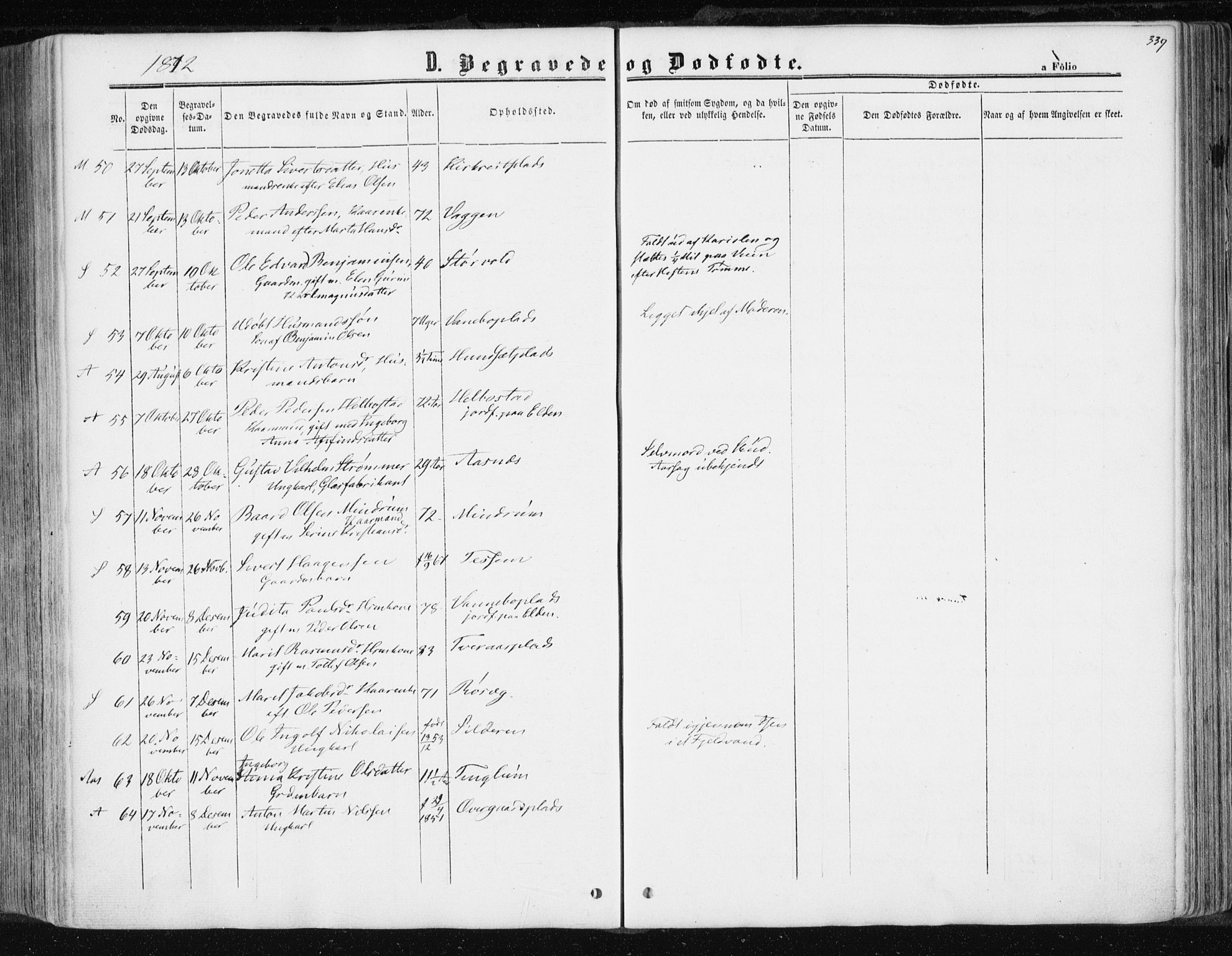 Ministerialprotokoller, klokkerbøker og fødselsregistre - Nord-Trøndelag, AV/SAT-A-1458/741/L0394: Parish register (official) no. 741A08, 1864-1877, p. 339