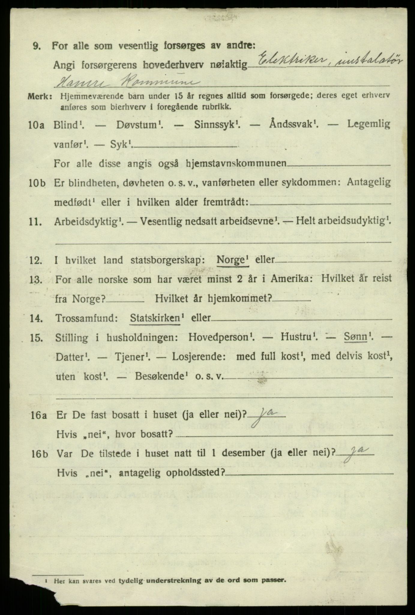 SAB, 1920 census for Hamre, 1920, p. 2860