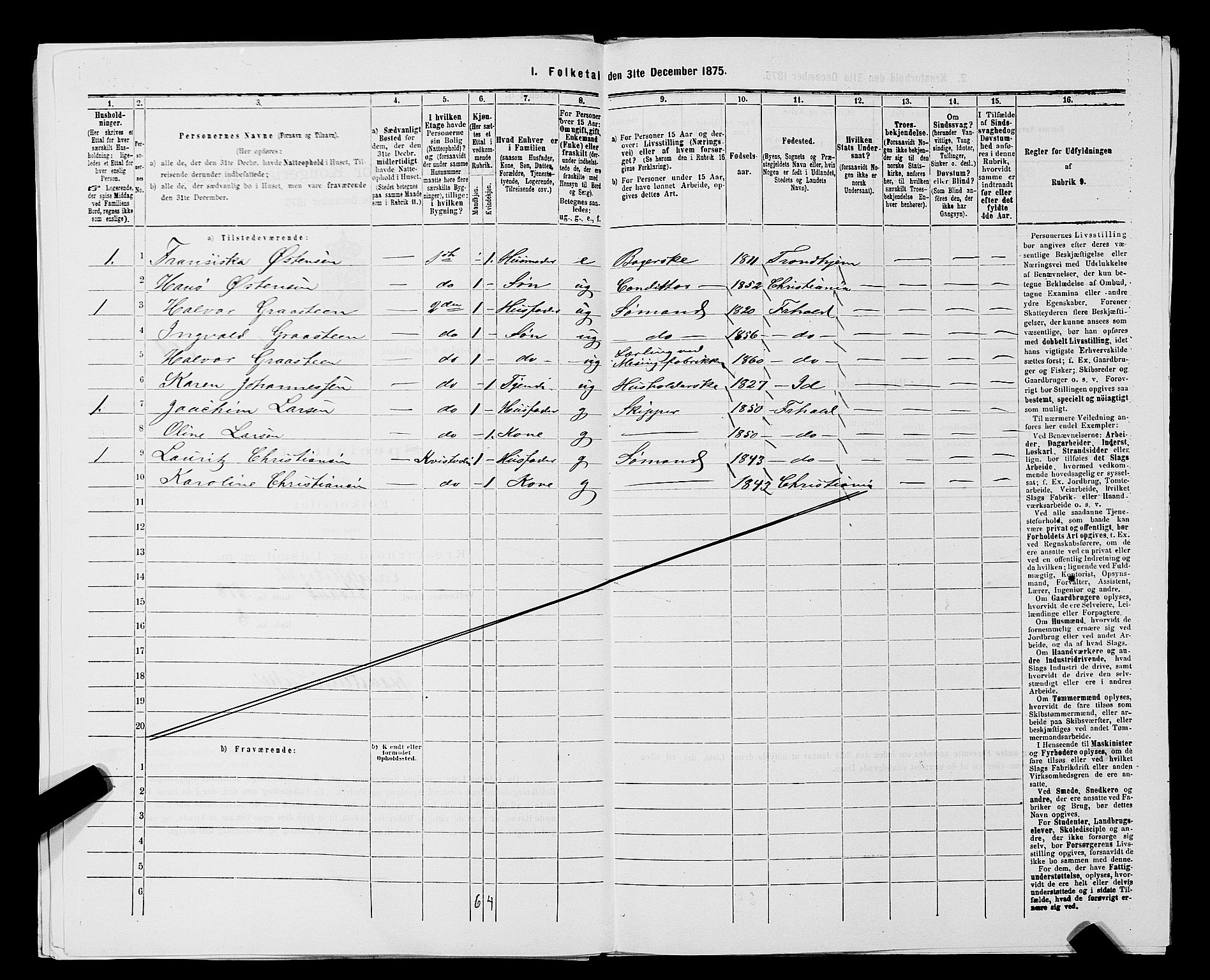 RA, 1875 census for 0101P Fredrikshald, 1875, p. 598