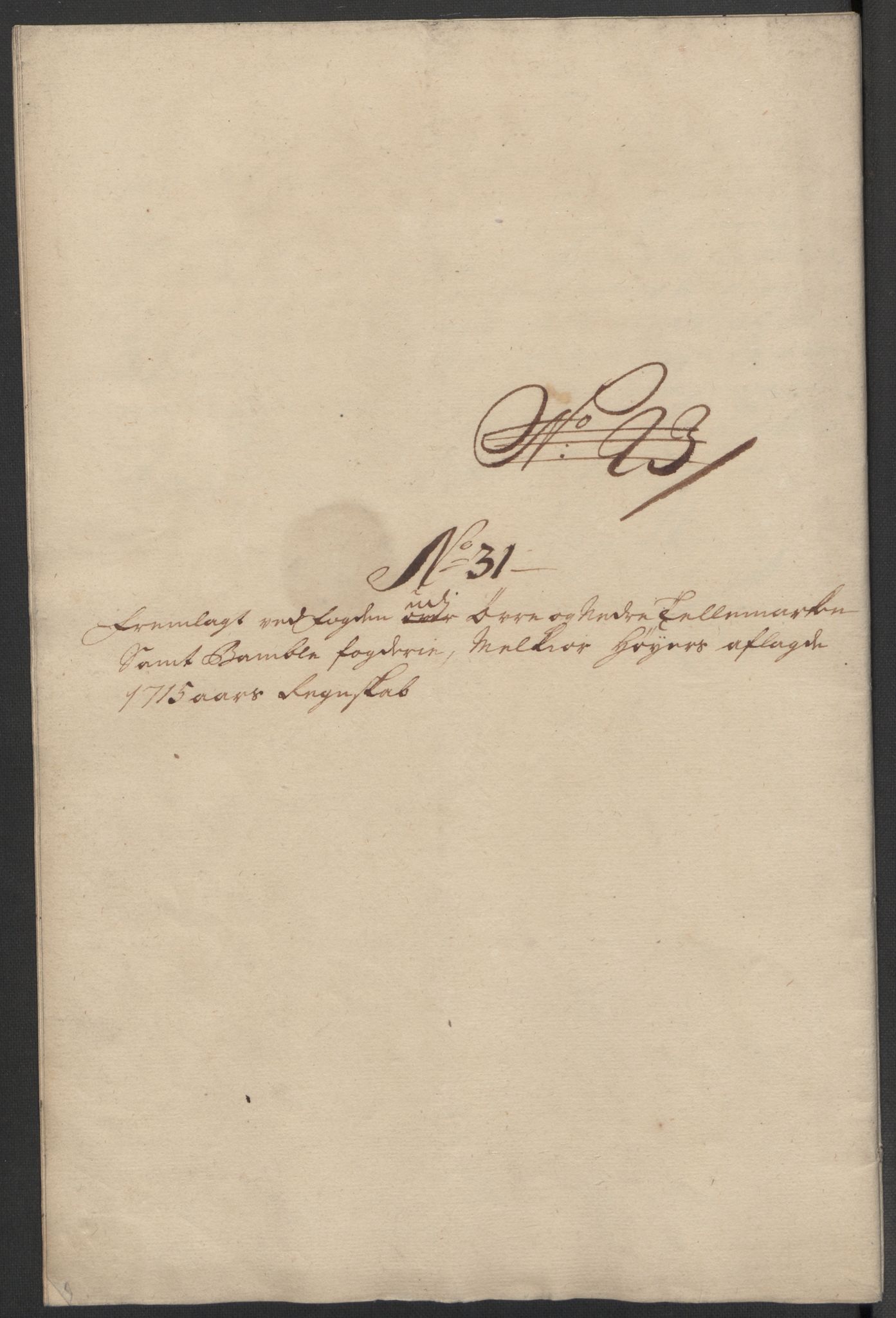 Rentekammeret inntil 1814, Reviderte regnskaper, Fogderegnskap, RA/EA-4092/R36/L2127: Fogderegnskap Øvre og Nedre Telemark og Bamble, 1715, p. 331