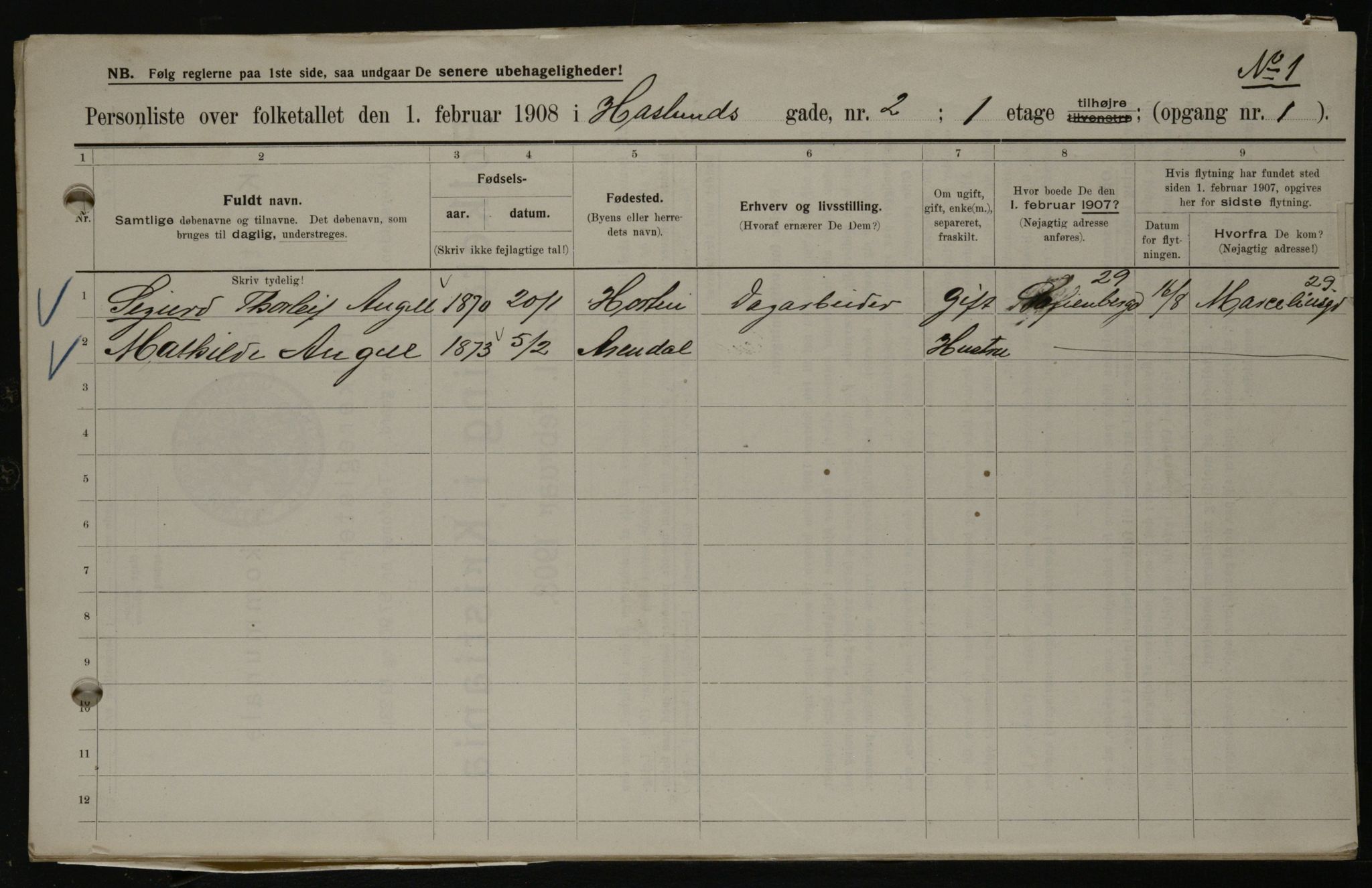 OBA, Municipal Census 1908 for Kristiania, 1908, p. 24093