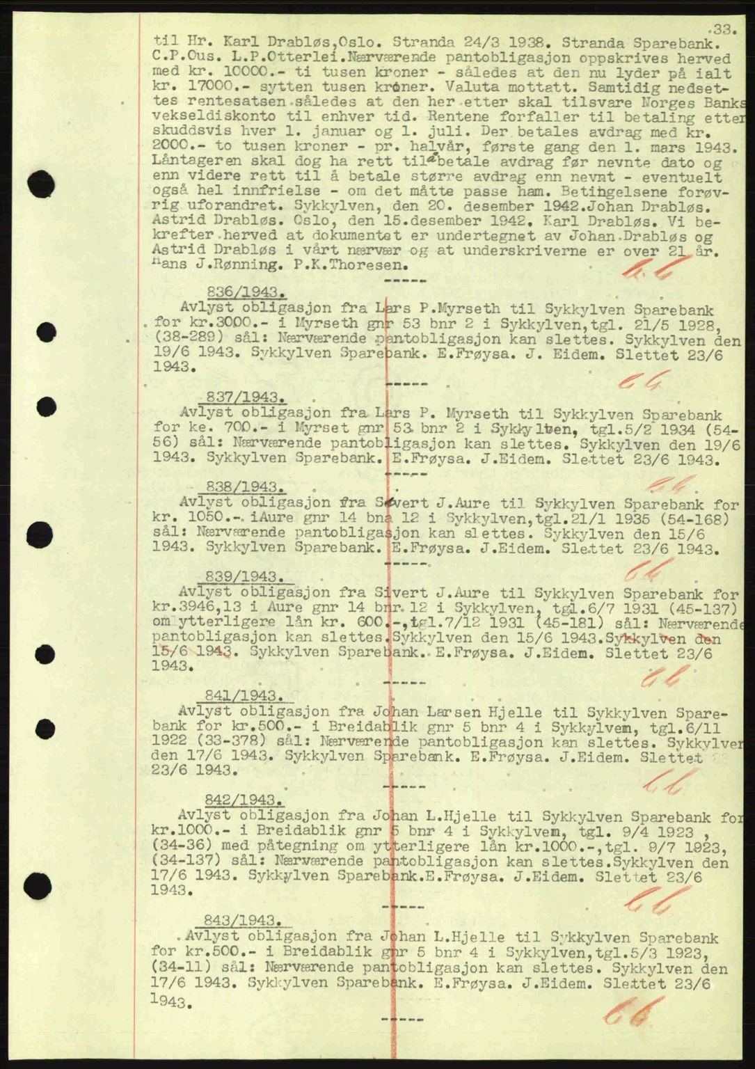 Nordre Sunnmøre sorenskriveri, SAT/A-0006/1/2/2C/2Ca: Mortgage book no. B1-6, 1938-1942, Diary no: : 936/1943