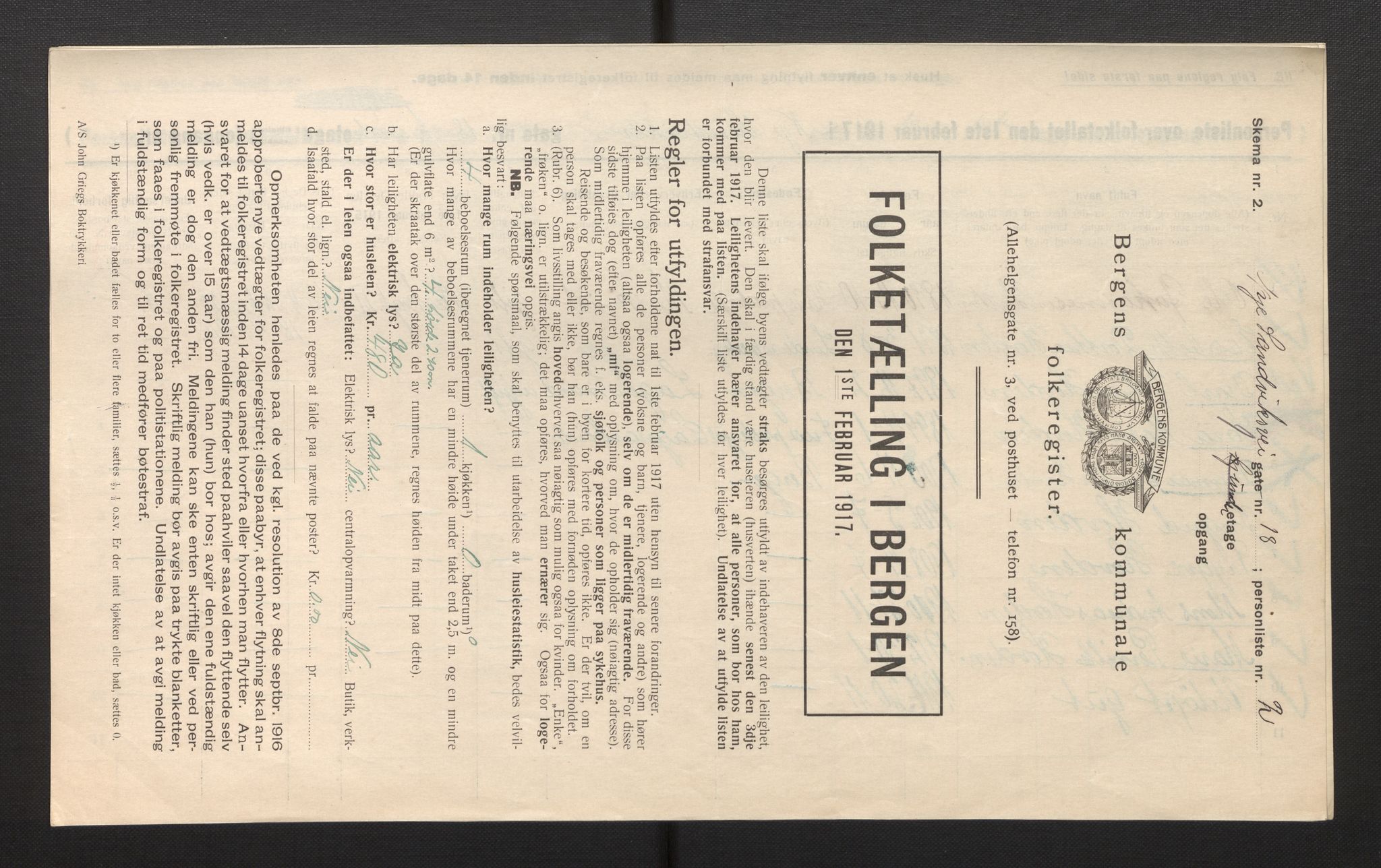 SAB, Municipal Census 1917 for Bergen, 1917, p. 32594