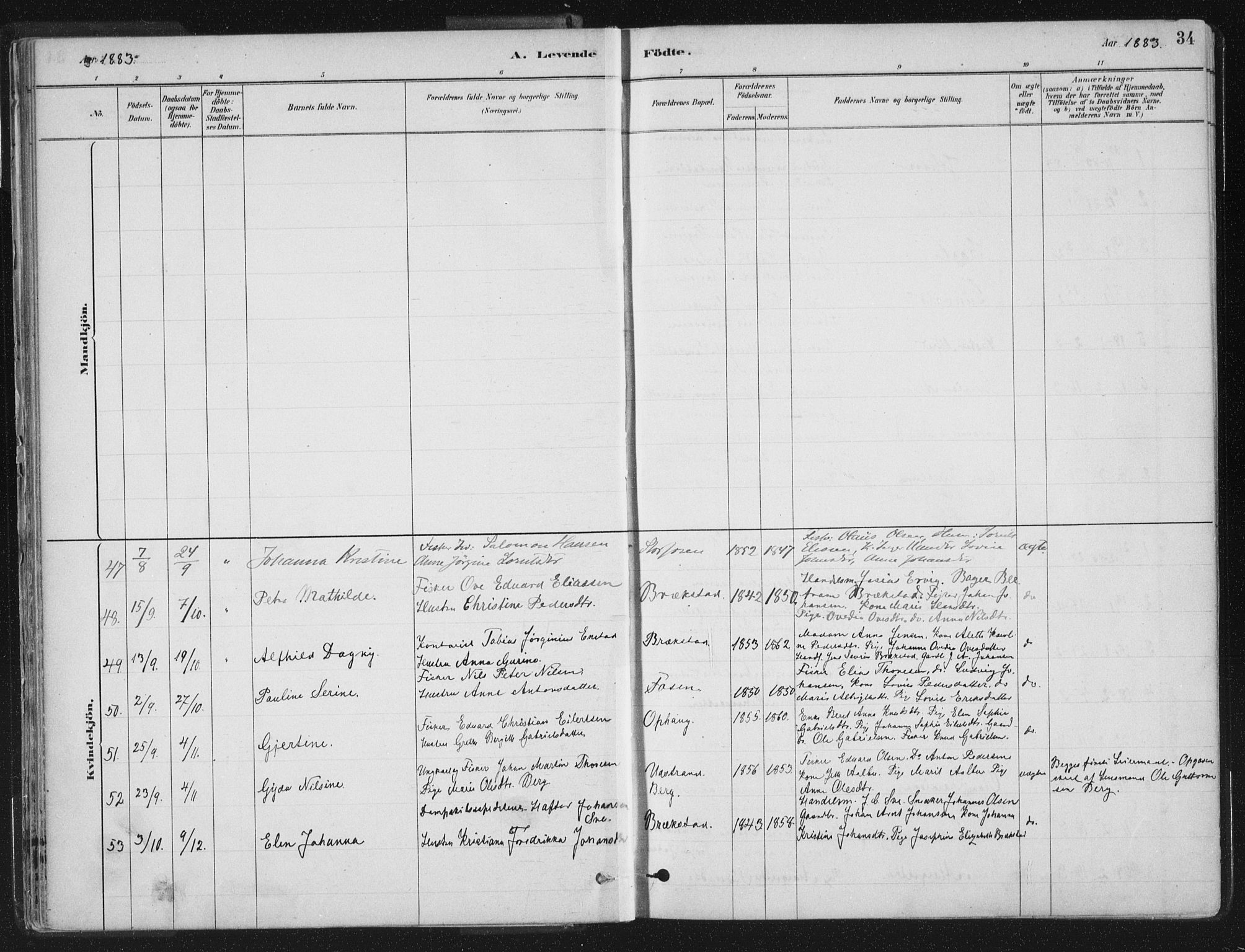 Ministerialprotokoller, klokkerbøker og fødselsregistre - Sør-Trøndelag, SAT/A-1456/659/L0739: Parish register (official) no. 659A09, 1879-1893, p. 34
